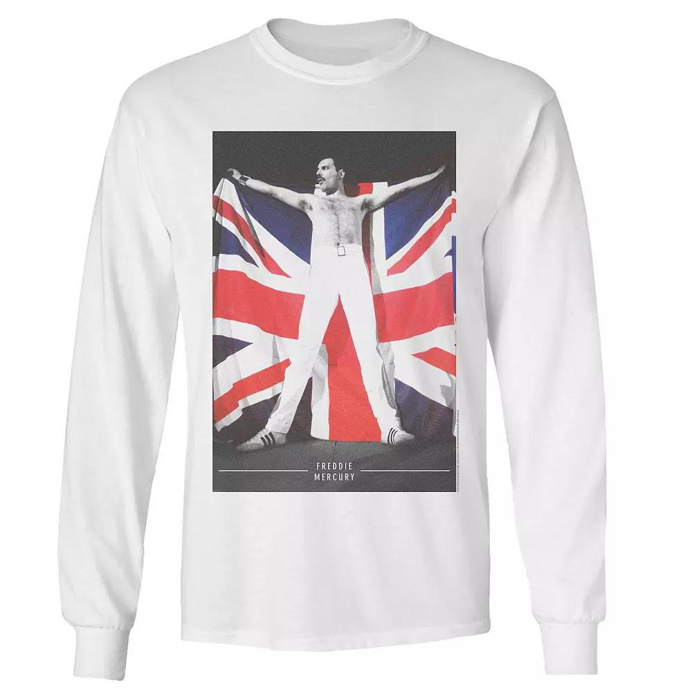 Men's Freddie Mercury Flag Long Sleeve, Size: Medium, White Product Image