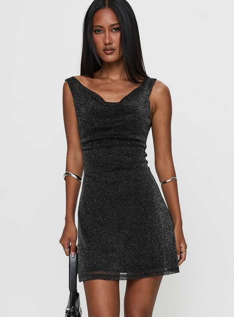 Romani Mini Dress Black Glitter Product Image