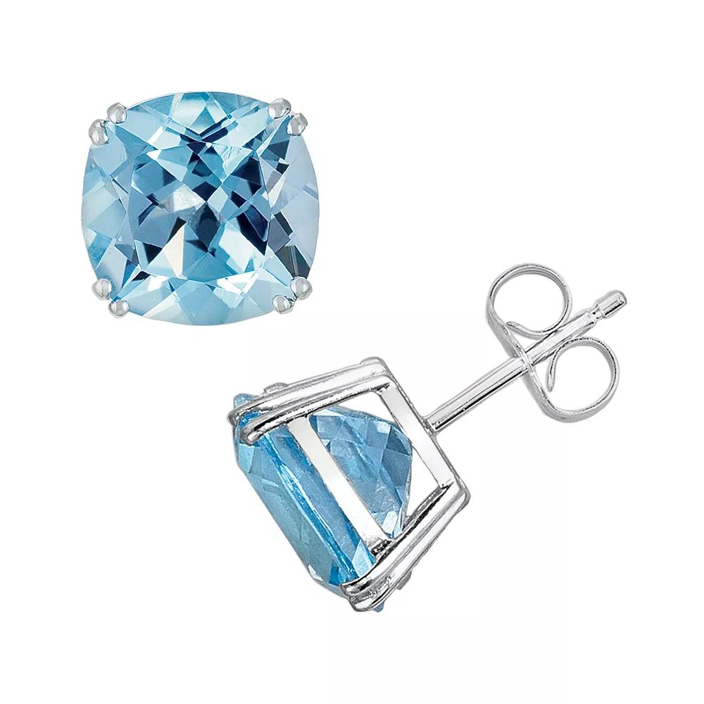 Oro Leoni 14k White Gold Blue Topaz Stud Earrings, Women's Product Image