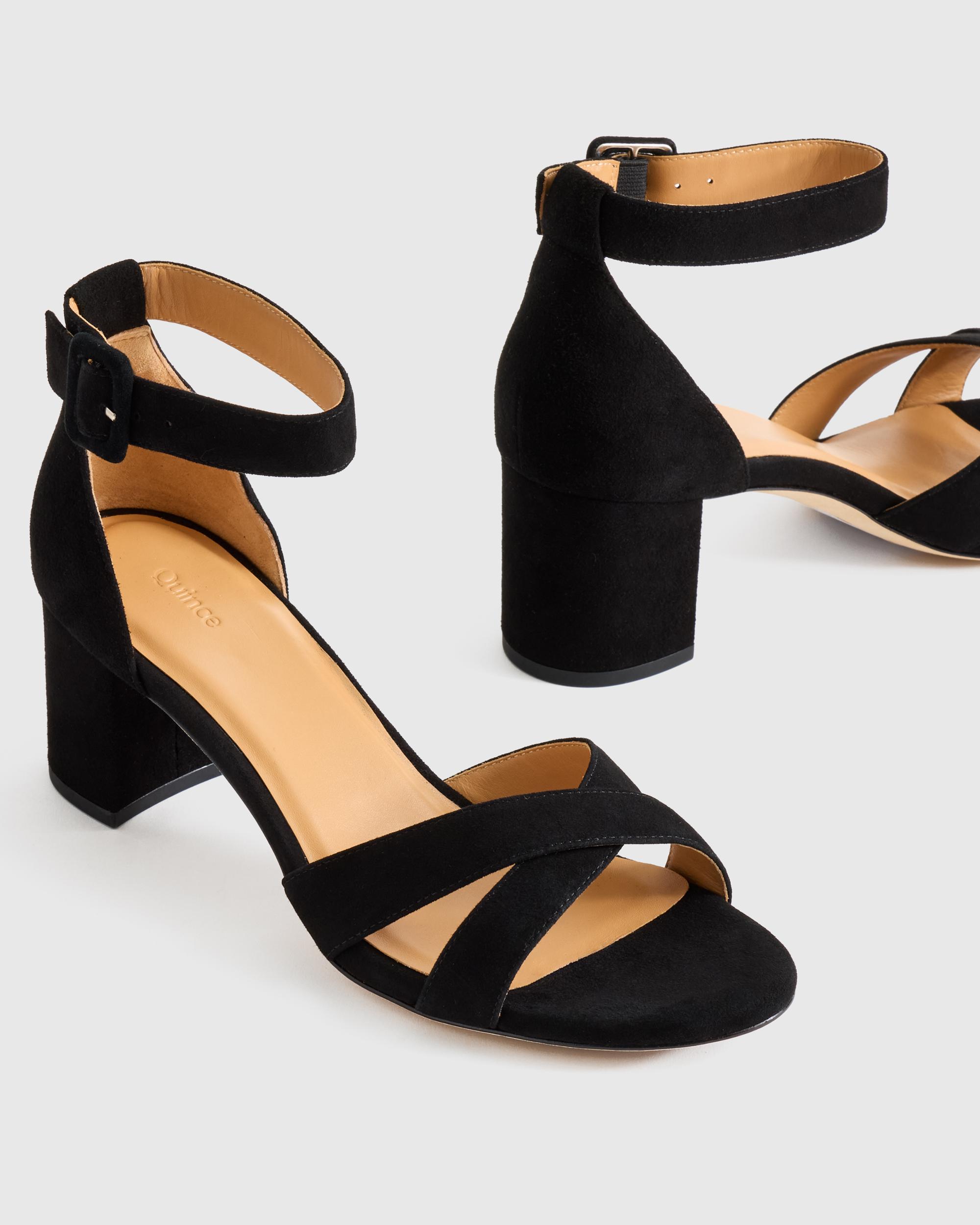 Quince | Women's Italian Leather Crisscross Block Heel Sandal Product Image