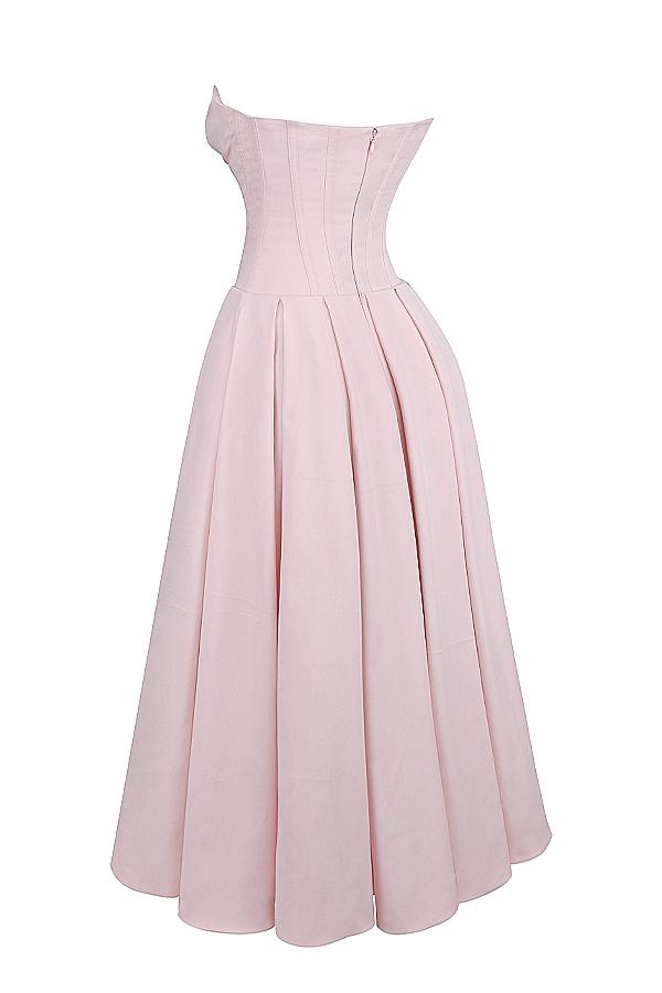 Lady  ballerina pink strapless midi dress Product Image