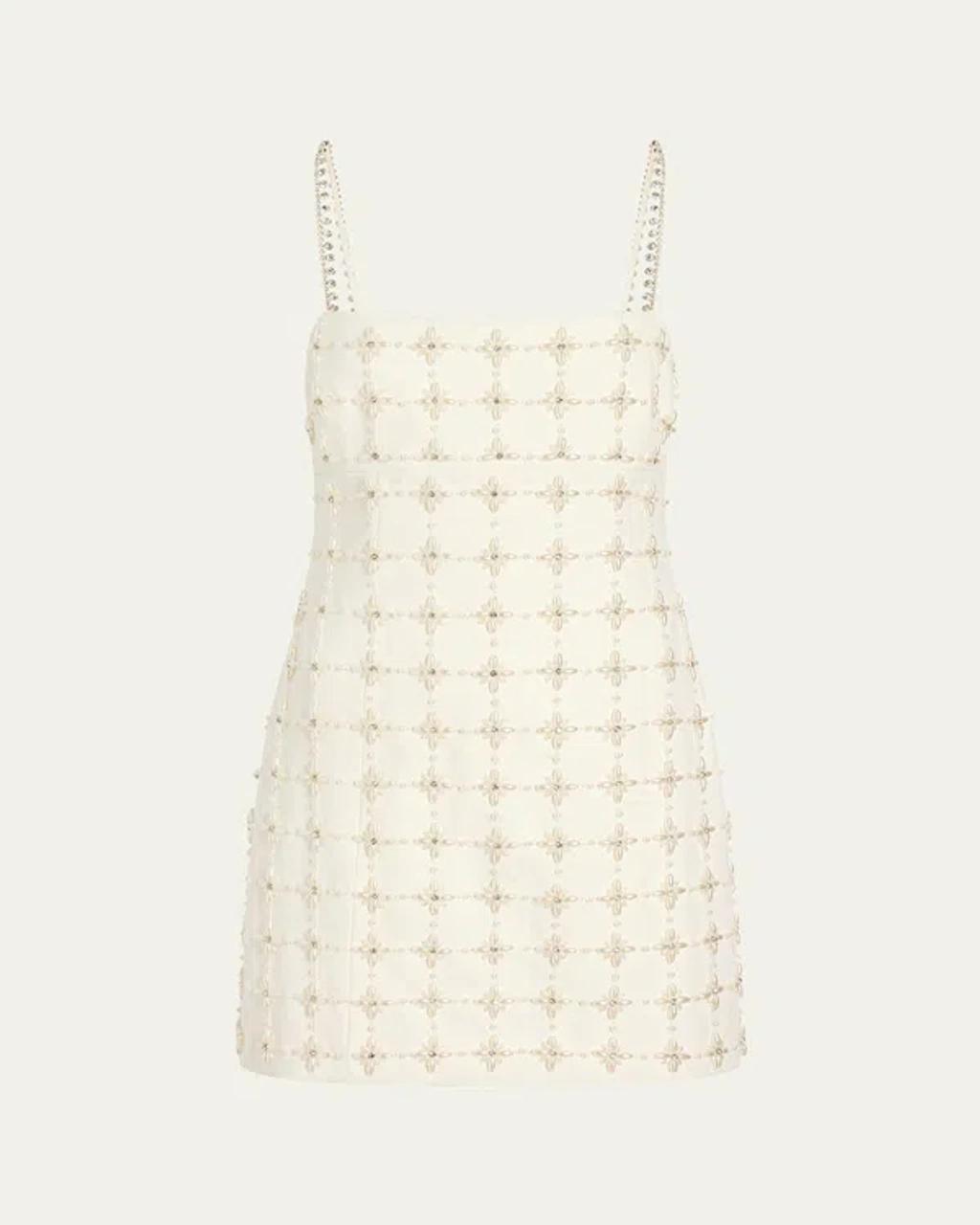 CINQ À SEPT Pearl Crystal Iris Satine Mini Dress In Neutral Product Image