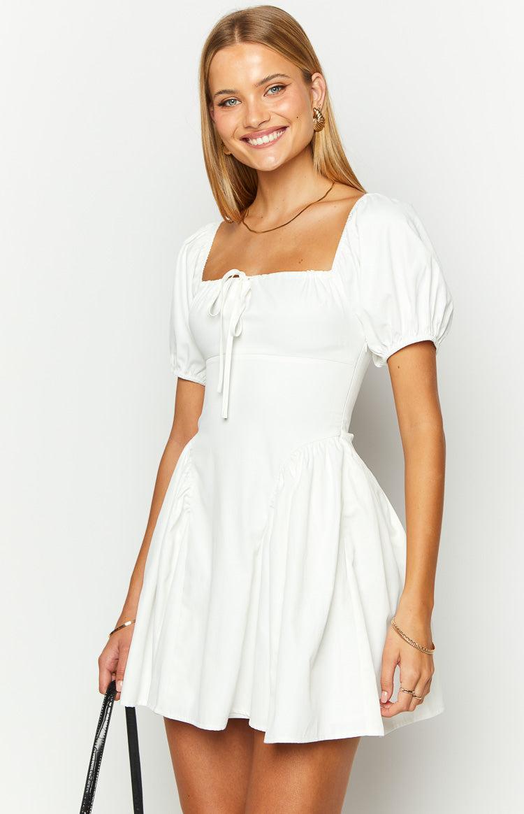 Emma White Puff Sleeve Mini Dress Product Image