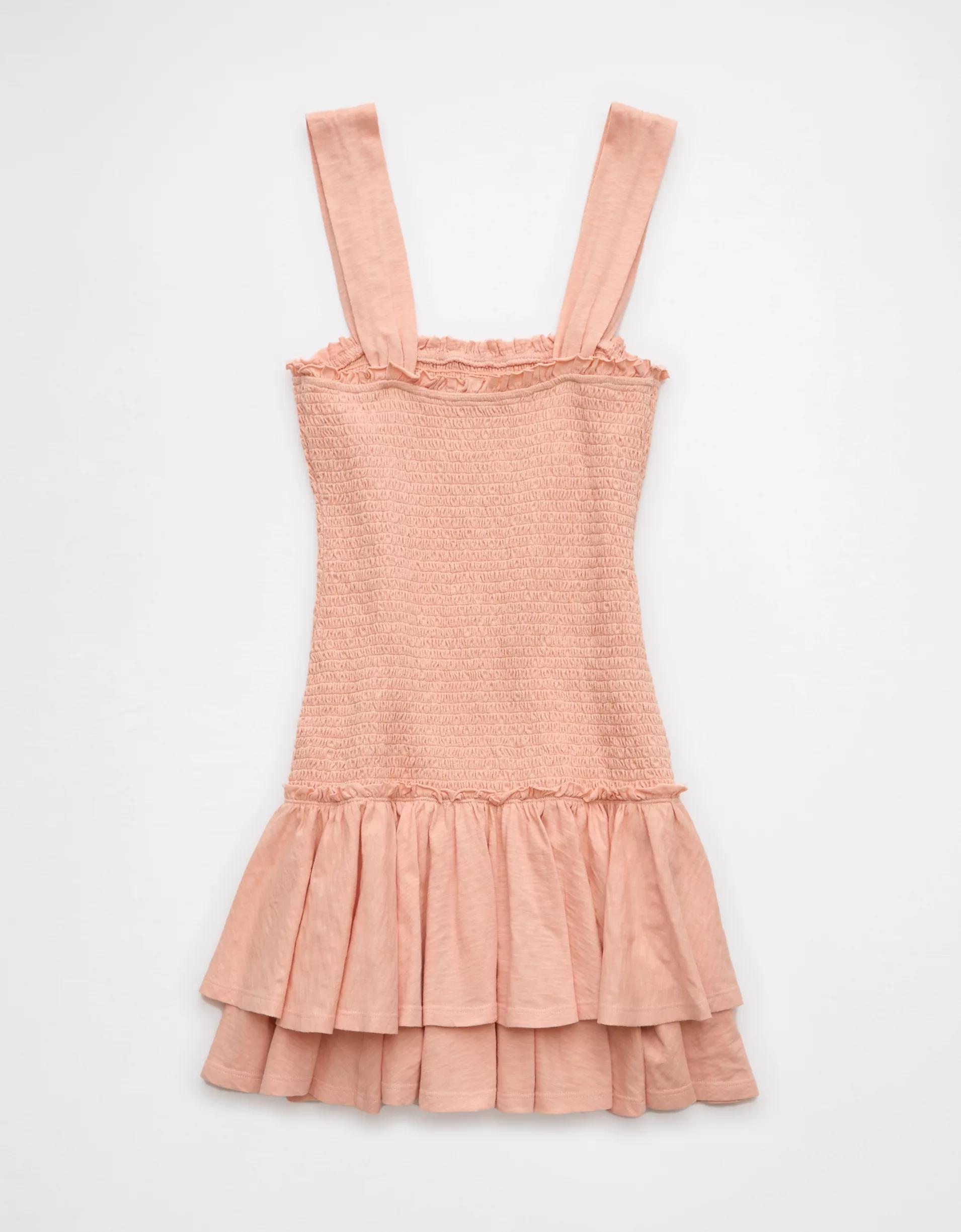 AE Sunchaser Knit Smocked Drop Waist Mini Dress Product Image