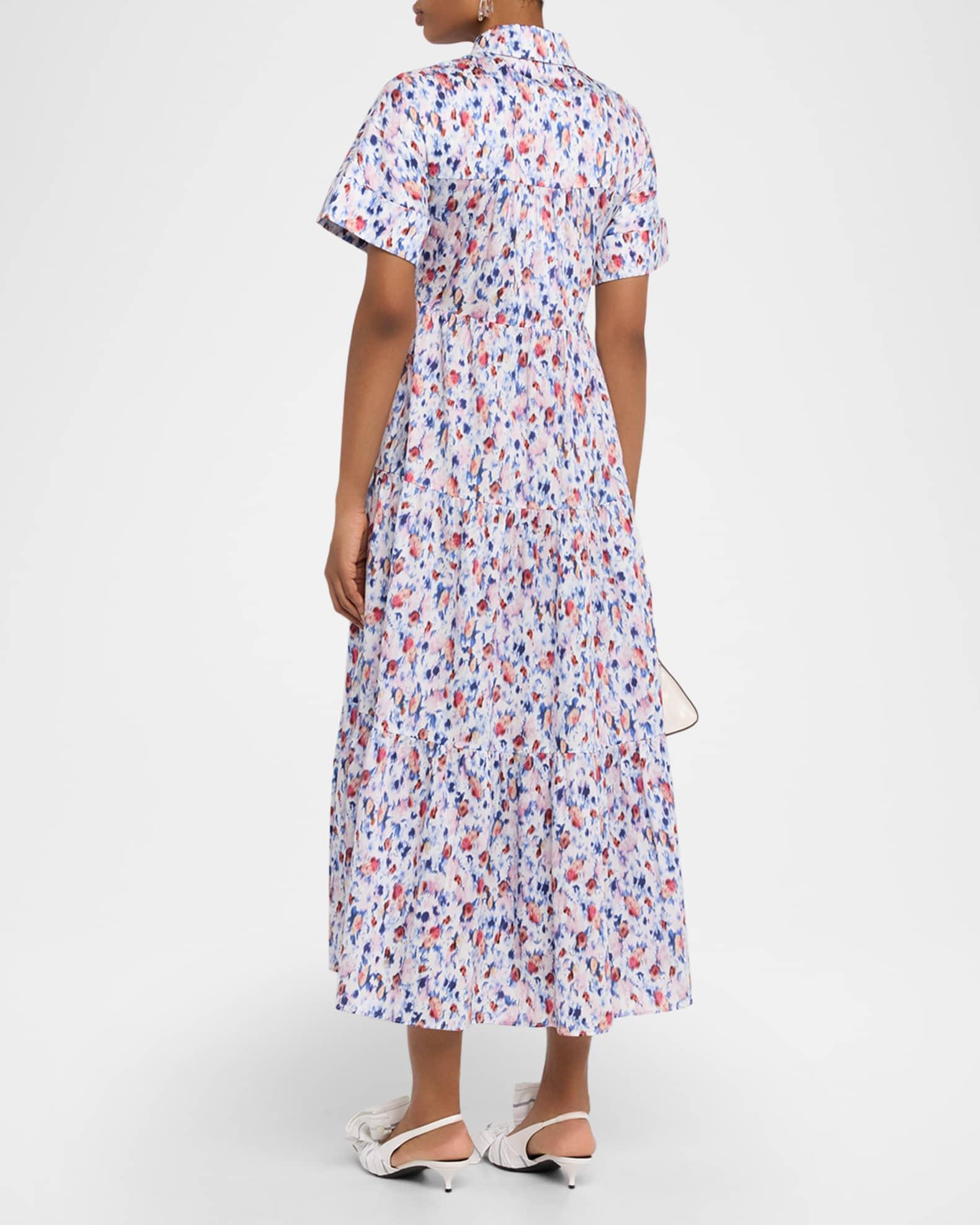 Blur Floral Short-Sleeve Midi Shirtdress Product Image