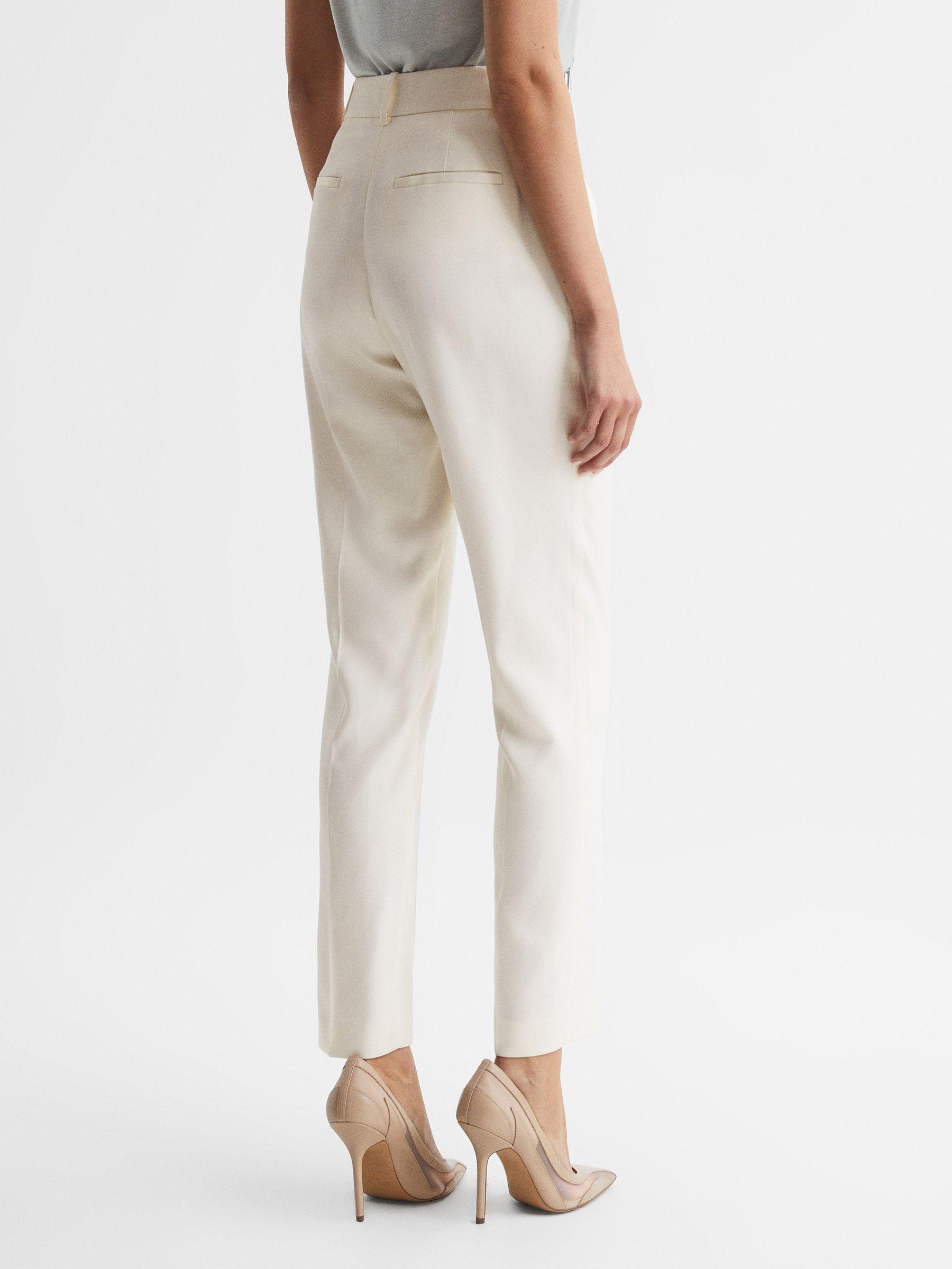 Slim Fit High Rise Trousers in Cream Product Image