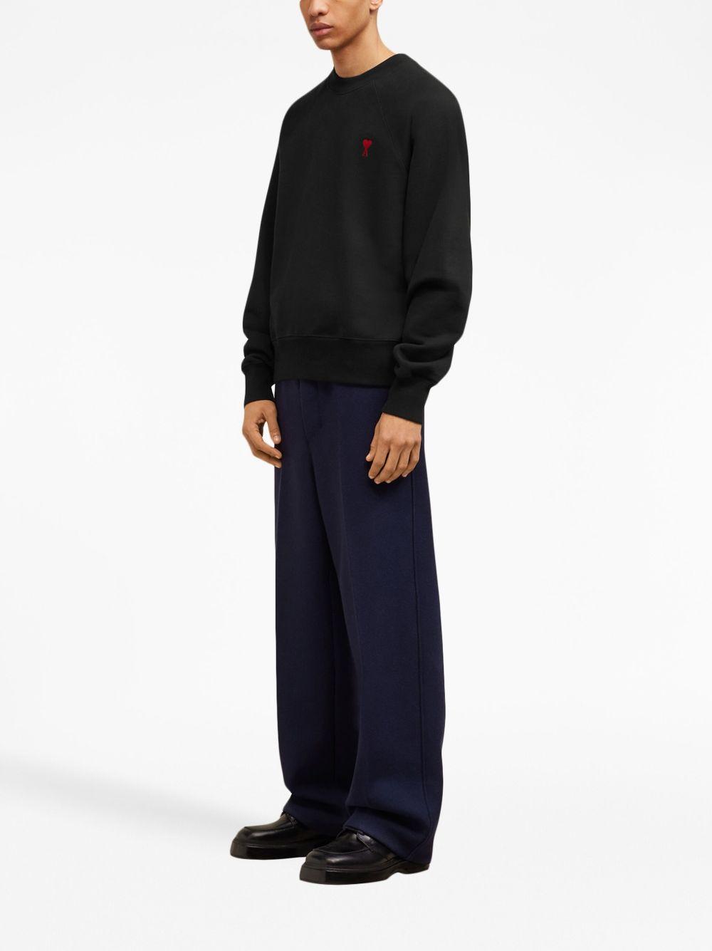 AMI ALEXANDRE MATTIUSSI Ami Classic Black Sweater With Round Neckline And Emblem Detail Product Image