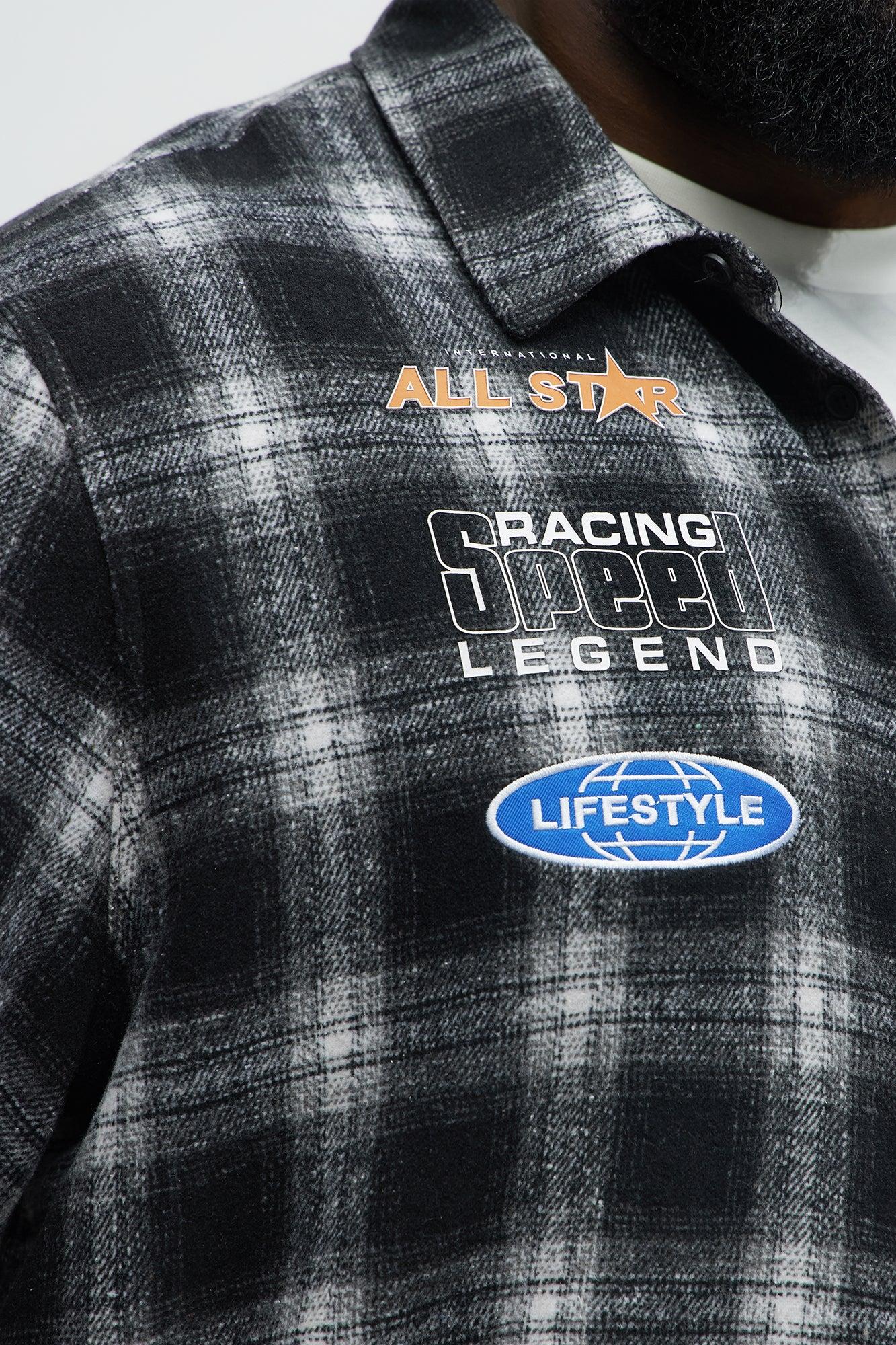 All Star Plaid Button Down Cropped Short Sleeve Shirt - Black/combo Product Image