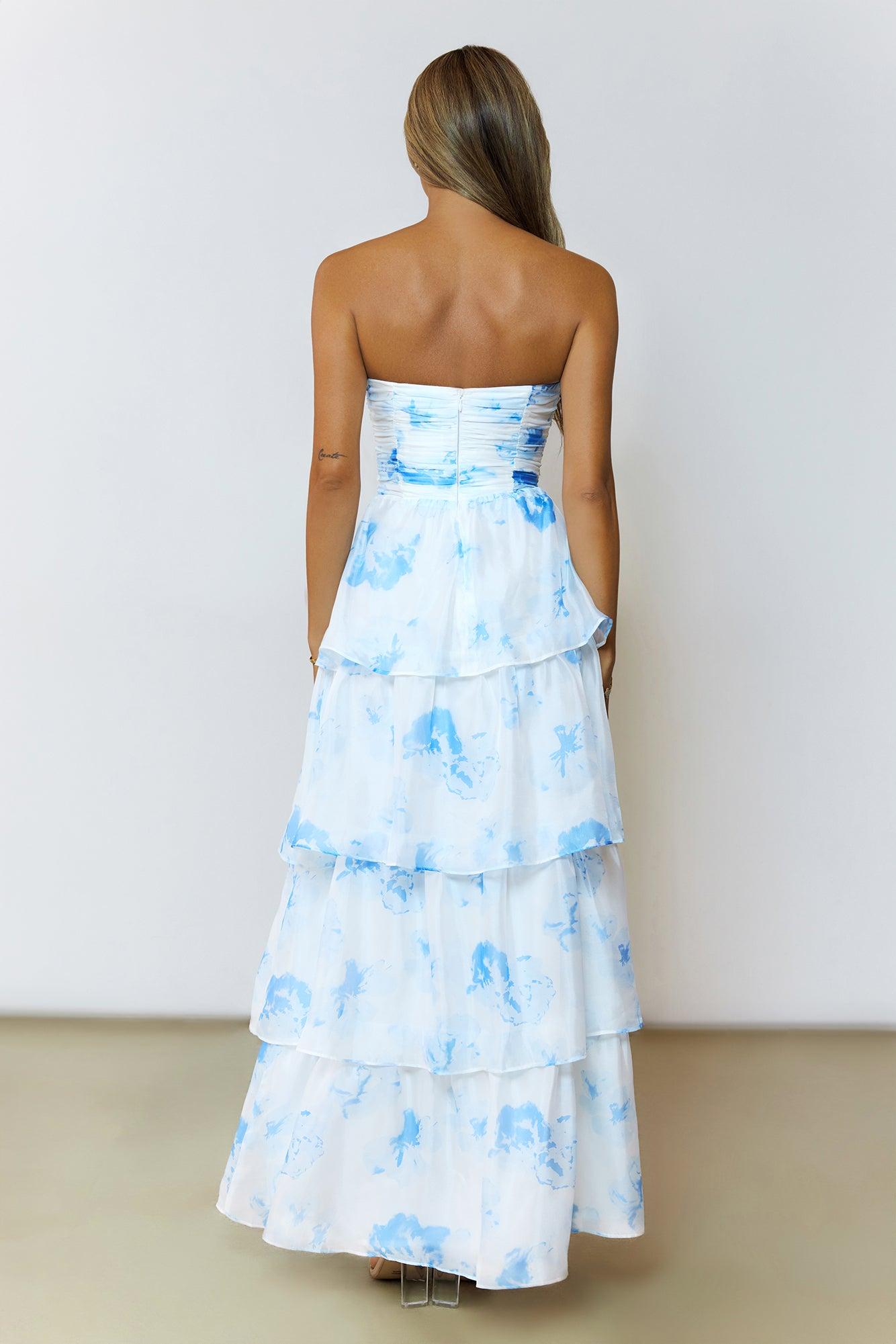 Sunlit Serendipity Strapless Maxi Dress Blue Product Image