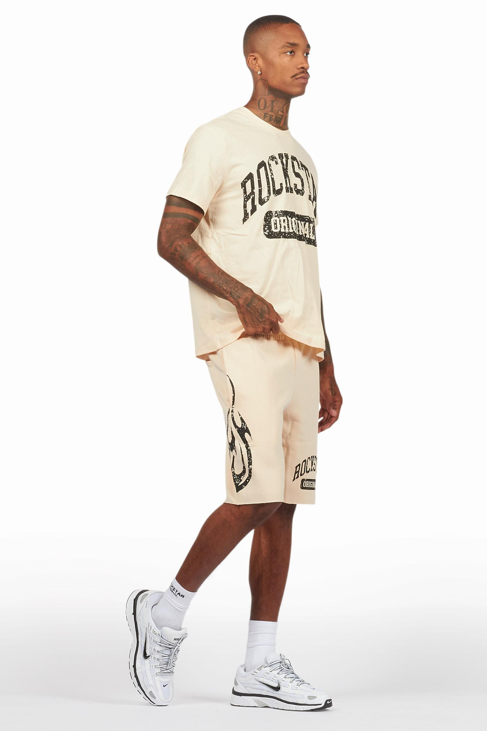 Members Beige T-Shirt/Short Set Male Product Image