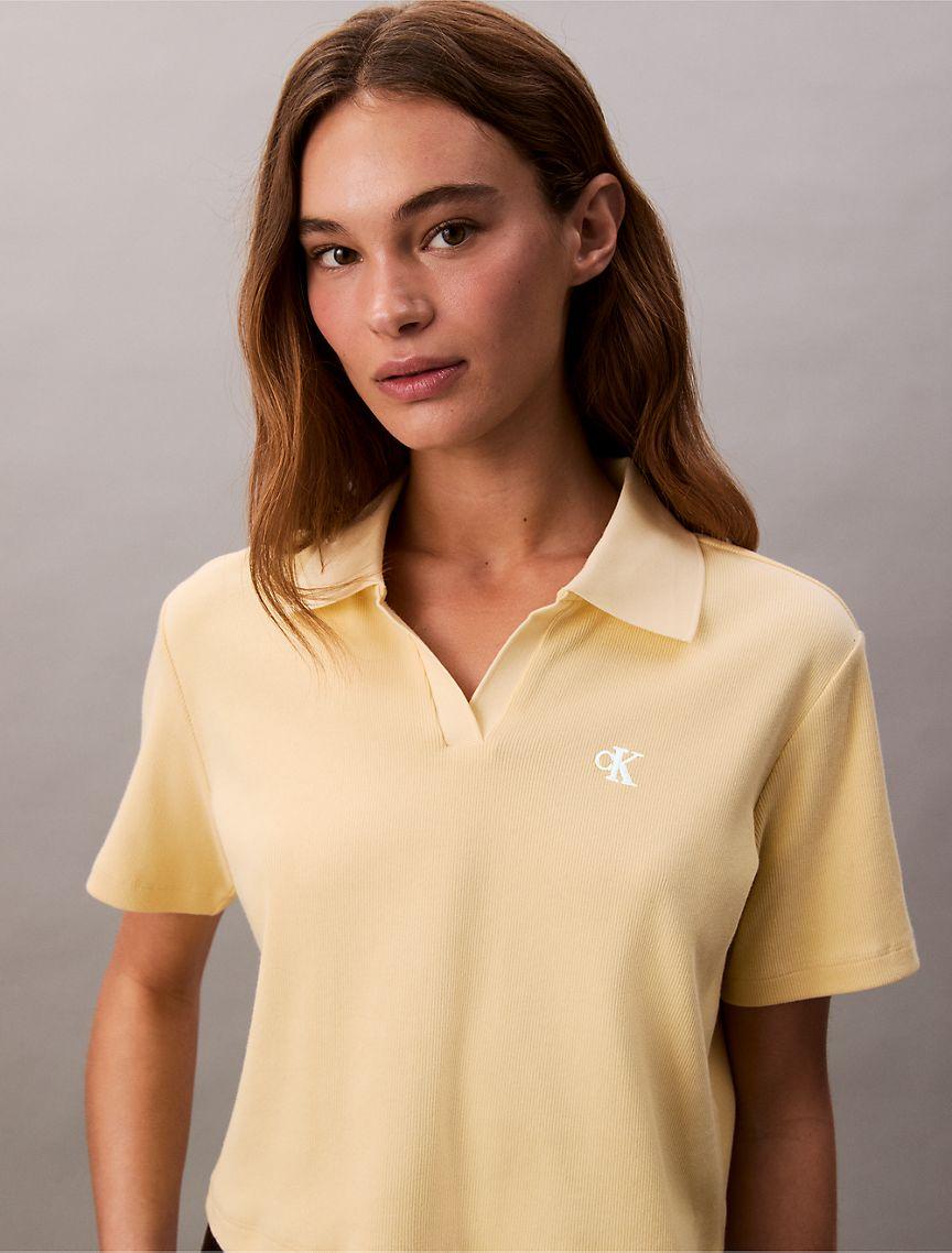 Cotton Contour Rib Polo Tee Product Image