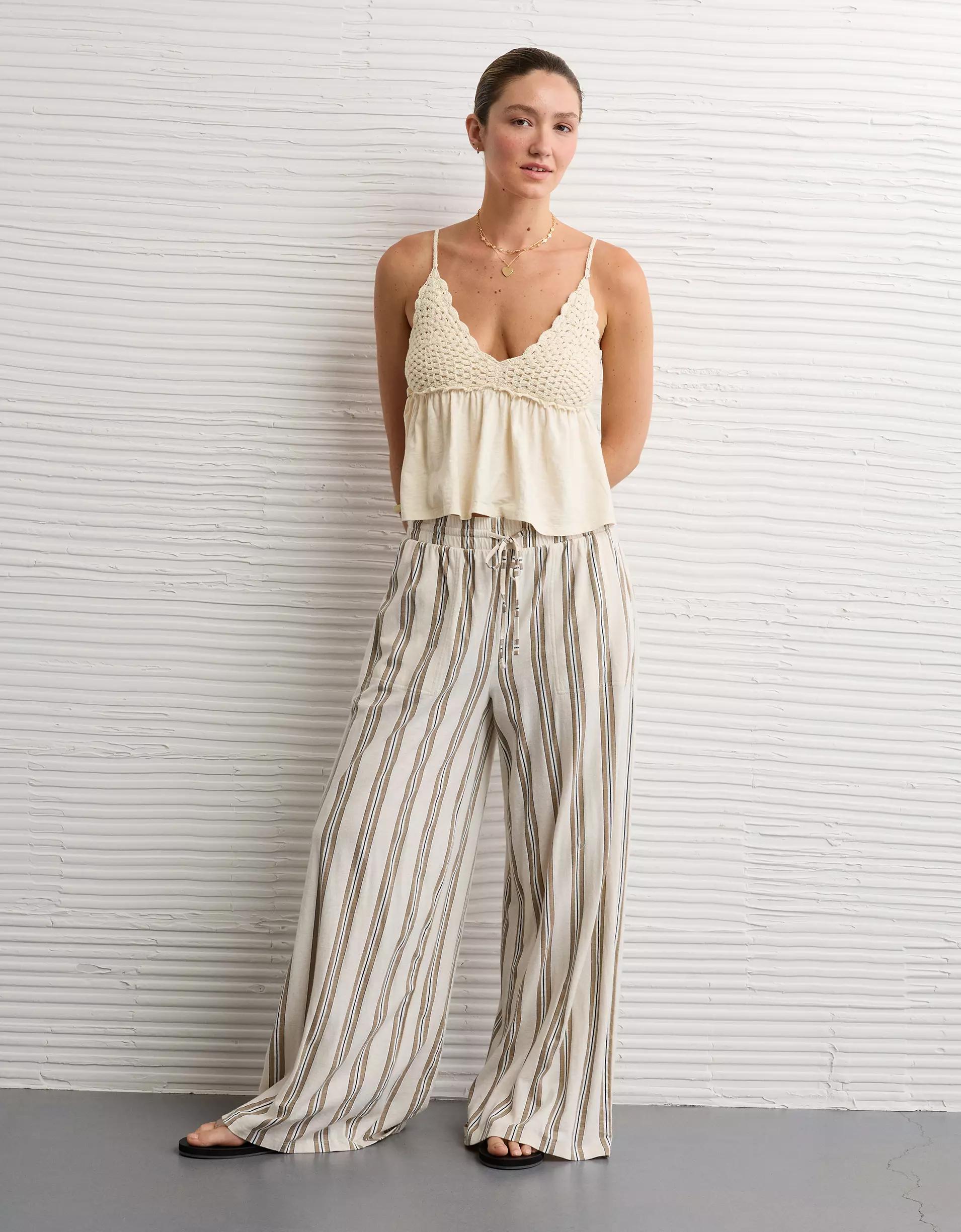 AE Sunchaser Knit Crochet Babydoll Cami Product Image