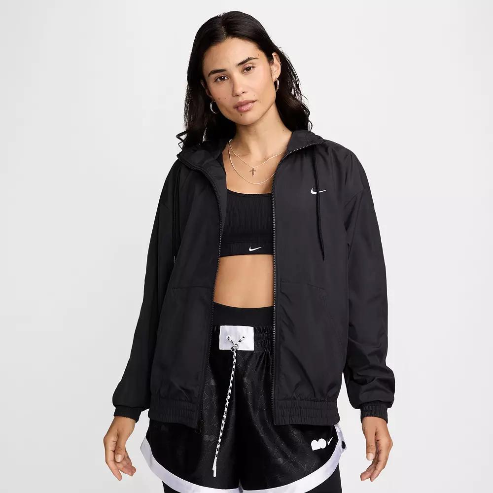 Womens Nike Sportswear Classic Wovens Loose UV Hooded Jacket | FV6298-010 Product Image