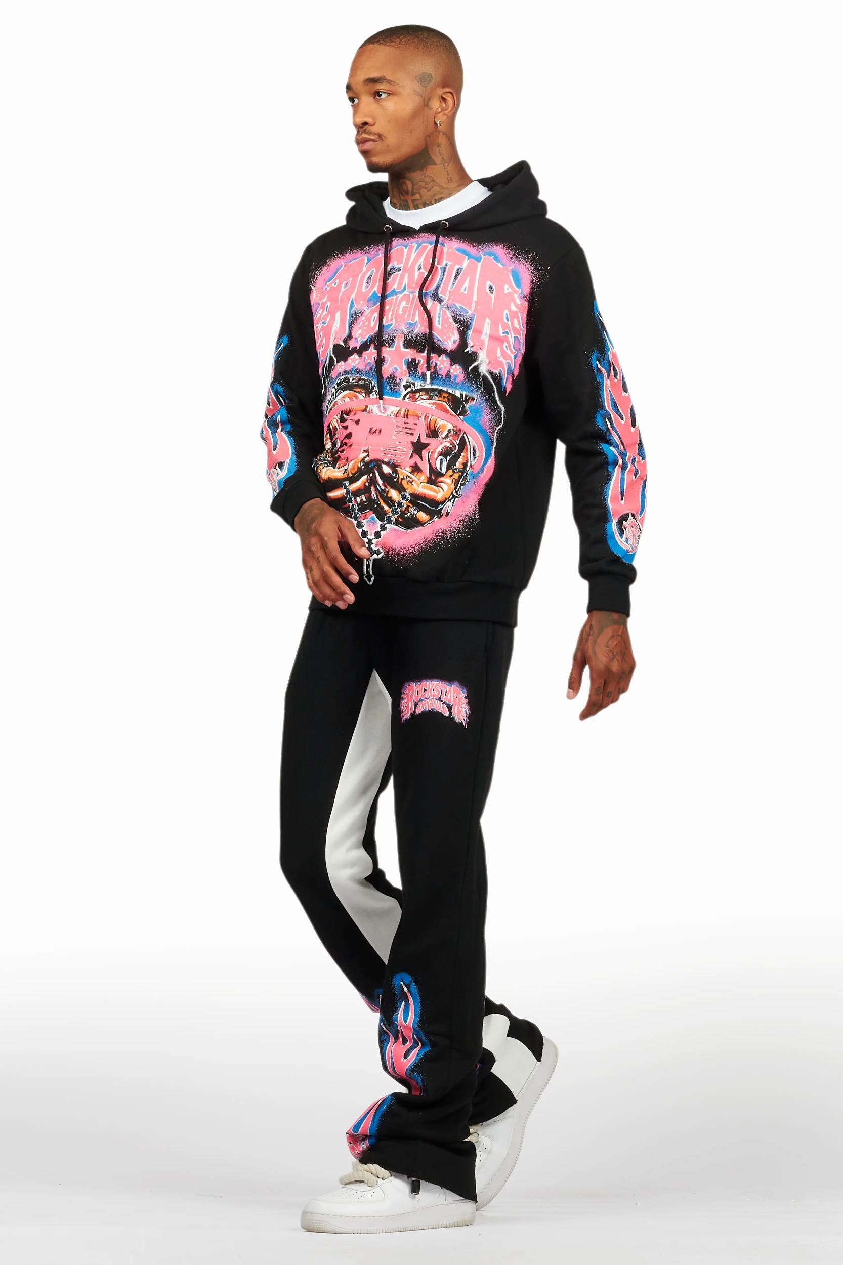 Cairo Black Hoodie/Baggy Track Pant Set Male Product Image