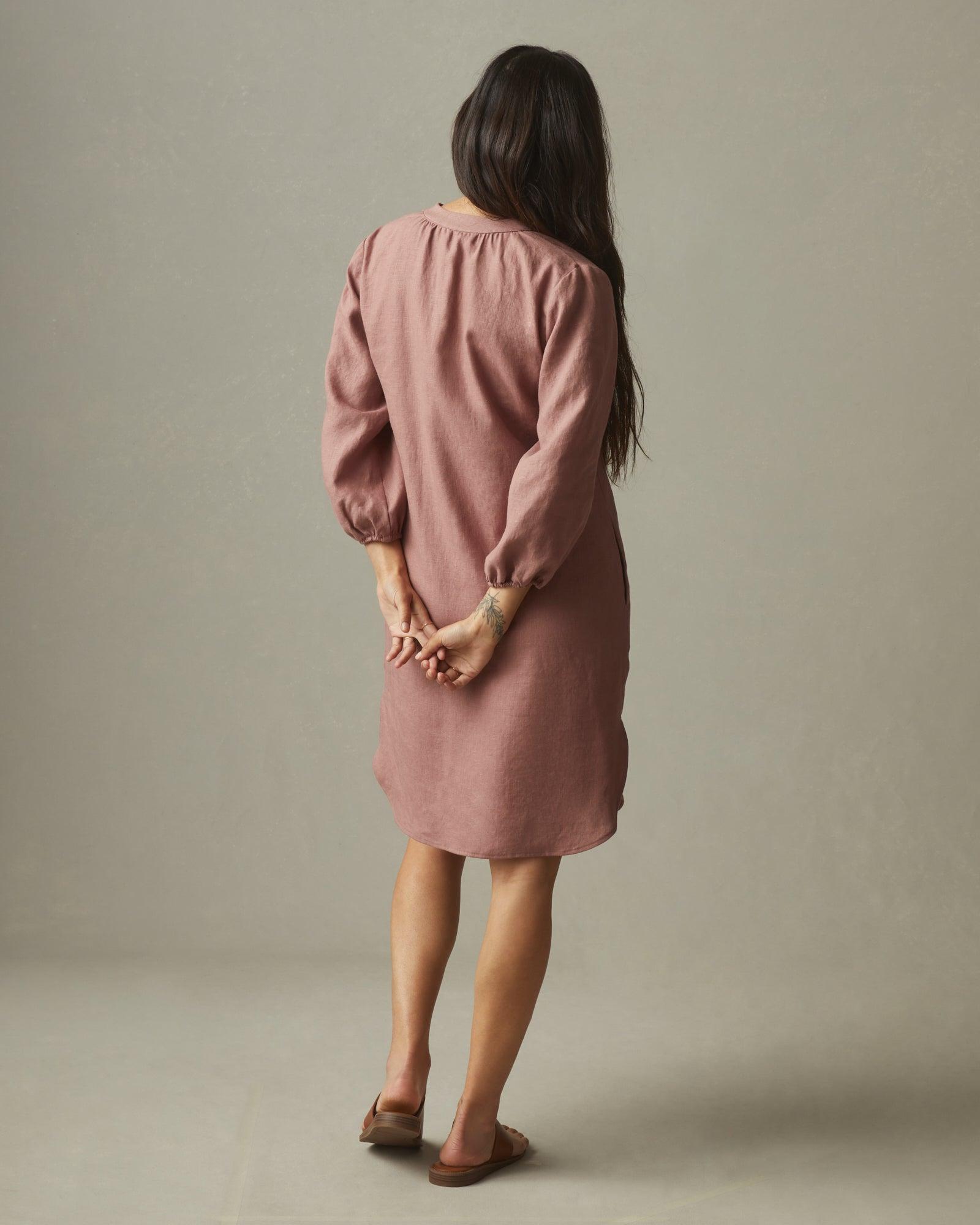 Women's Linen Tunic Dress - Burlwood Female Product Image