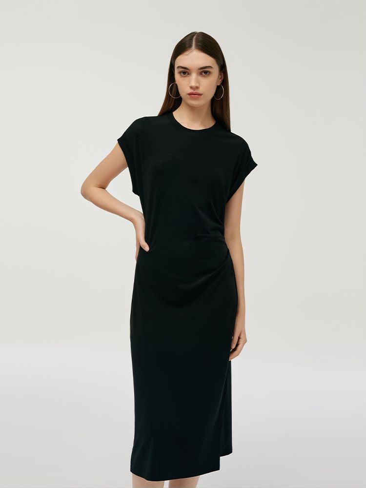 Acetate Side Slit Women Midi Dress Product Image