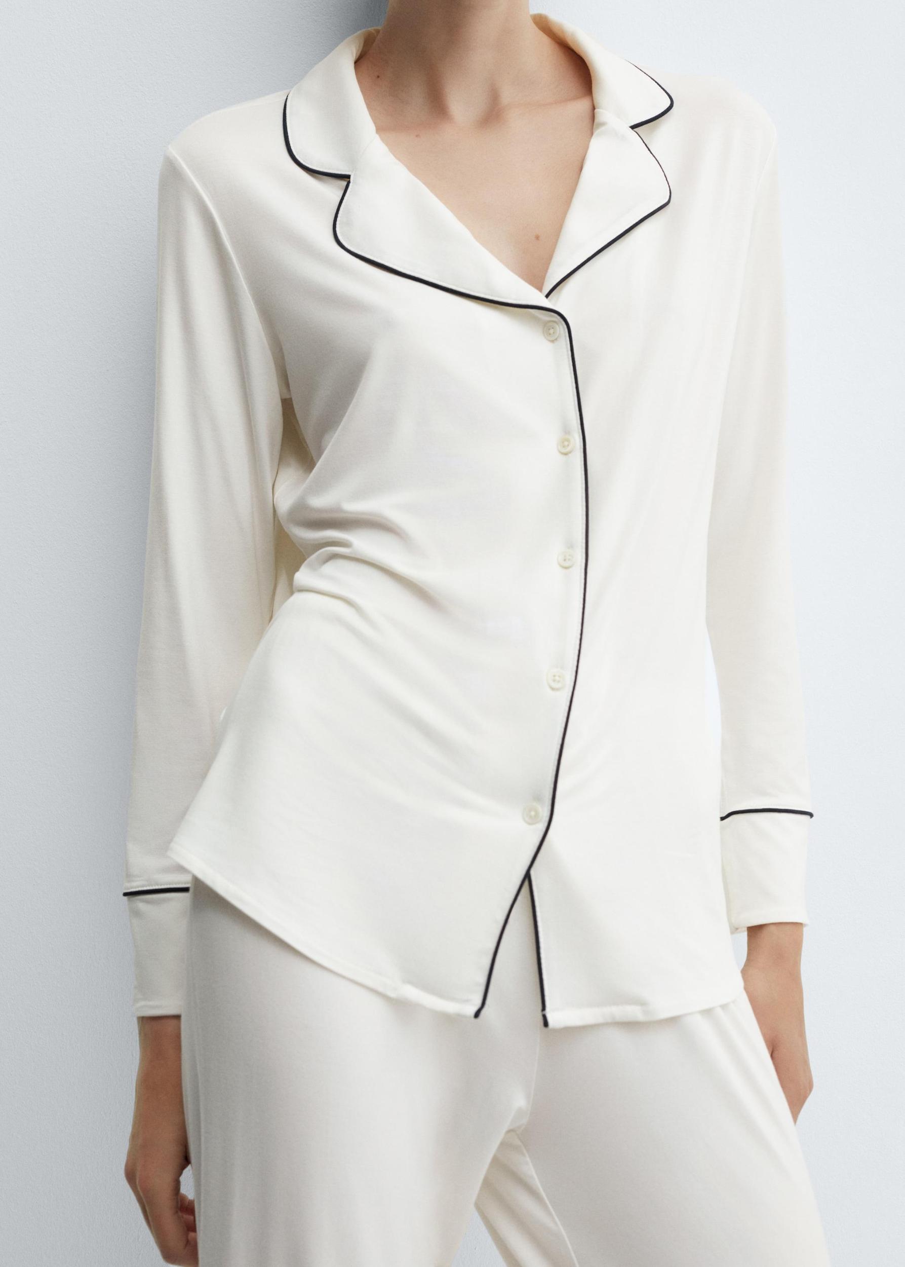 Two-piece pyjamas with piping - Women | MANGO USA Product Image