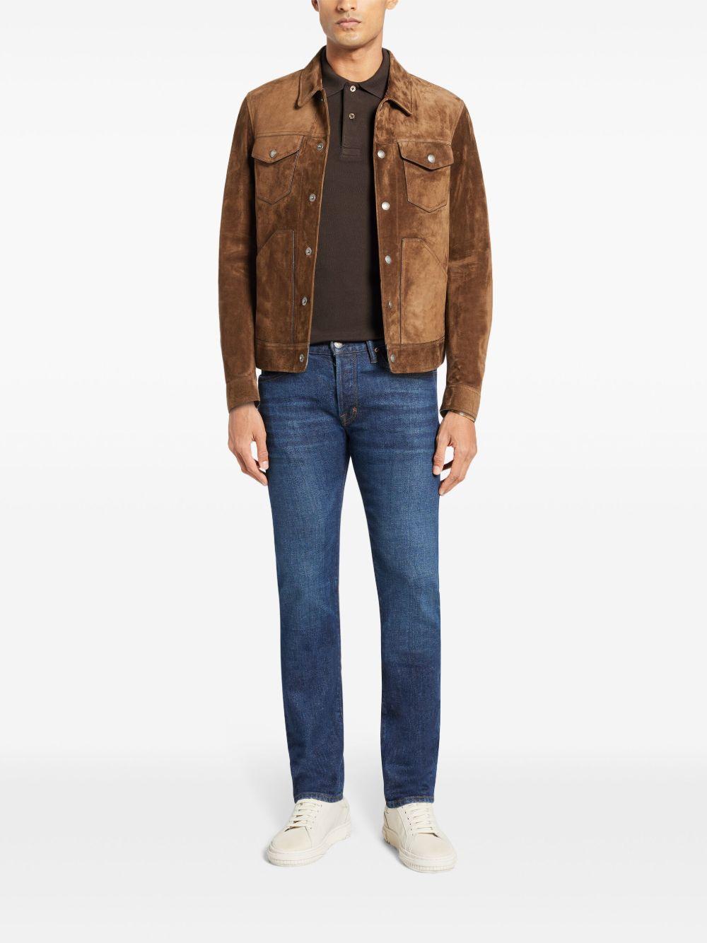 classic-collar suede jacket Product Image