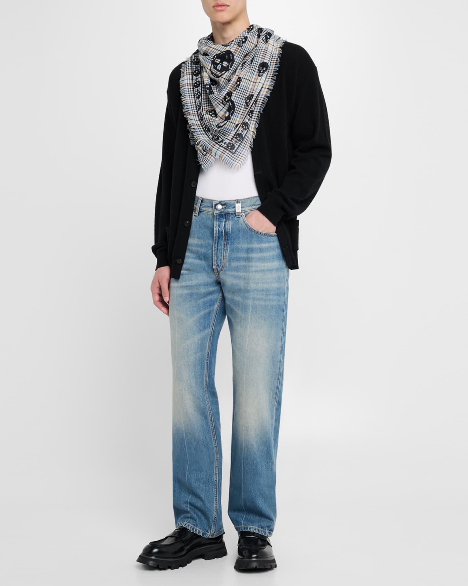 Mens Wool Skull and Summer Check Scarf Product Image