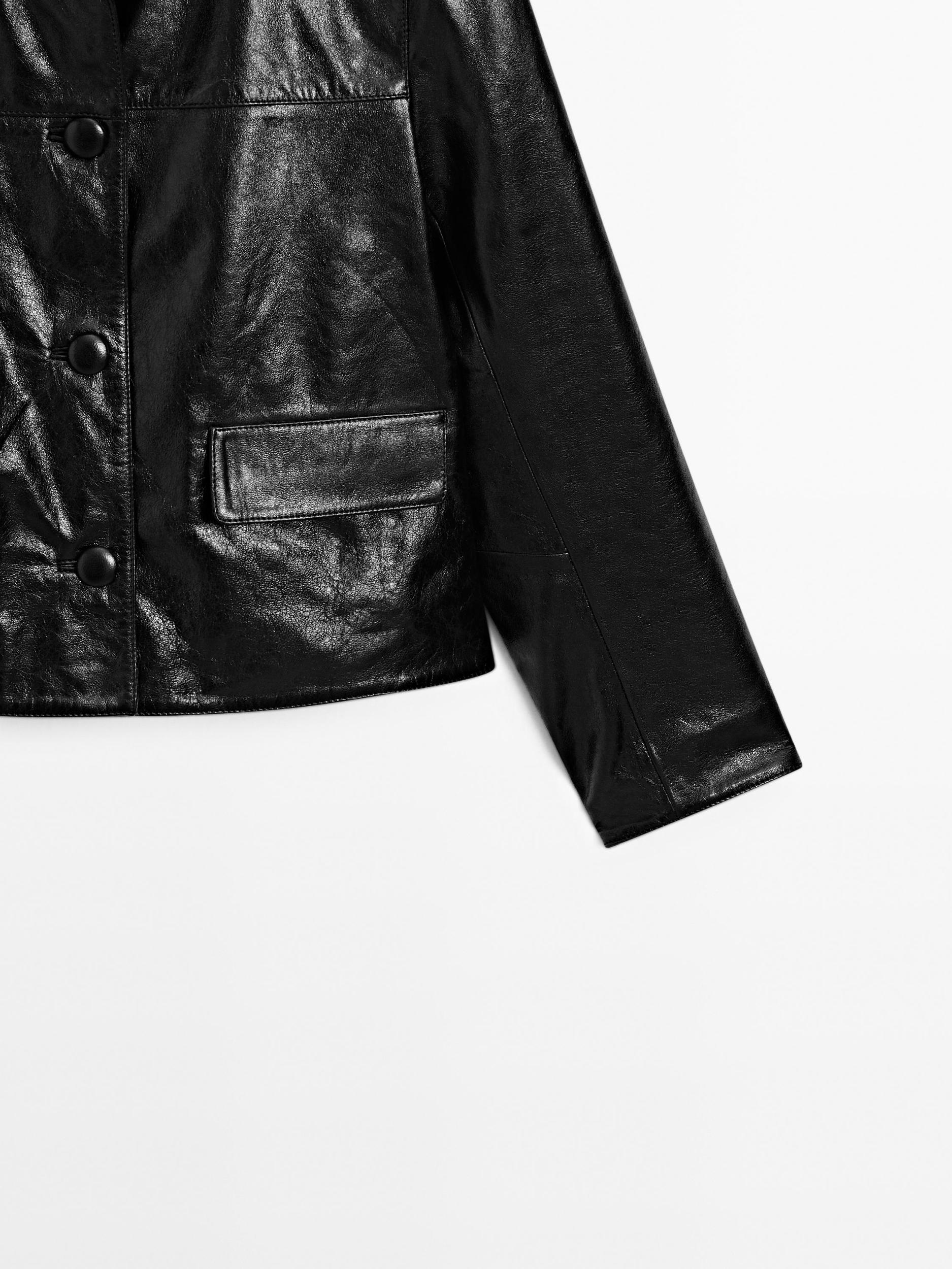 Cropped nappa leather jacket Product Image