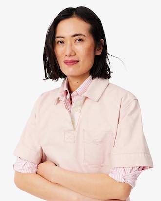 Oversized Denim Polo Shirt Product Image