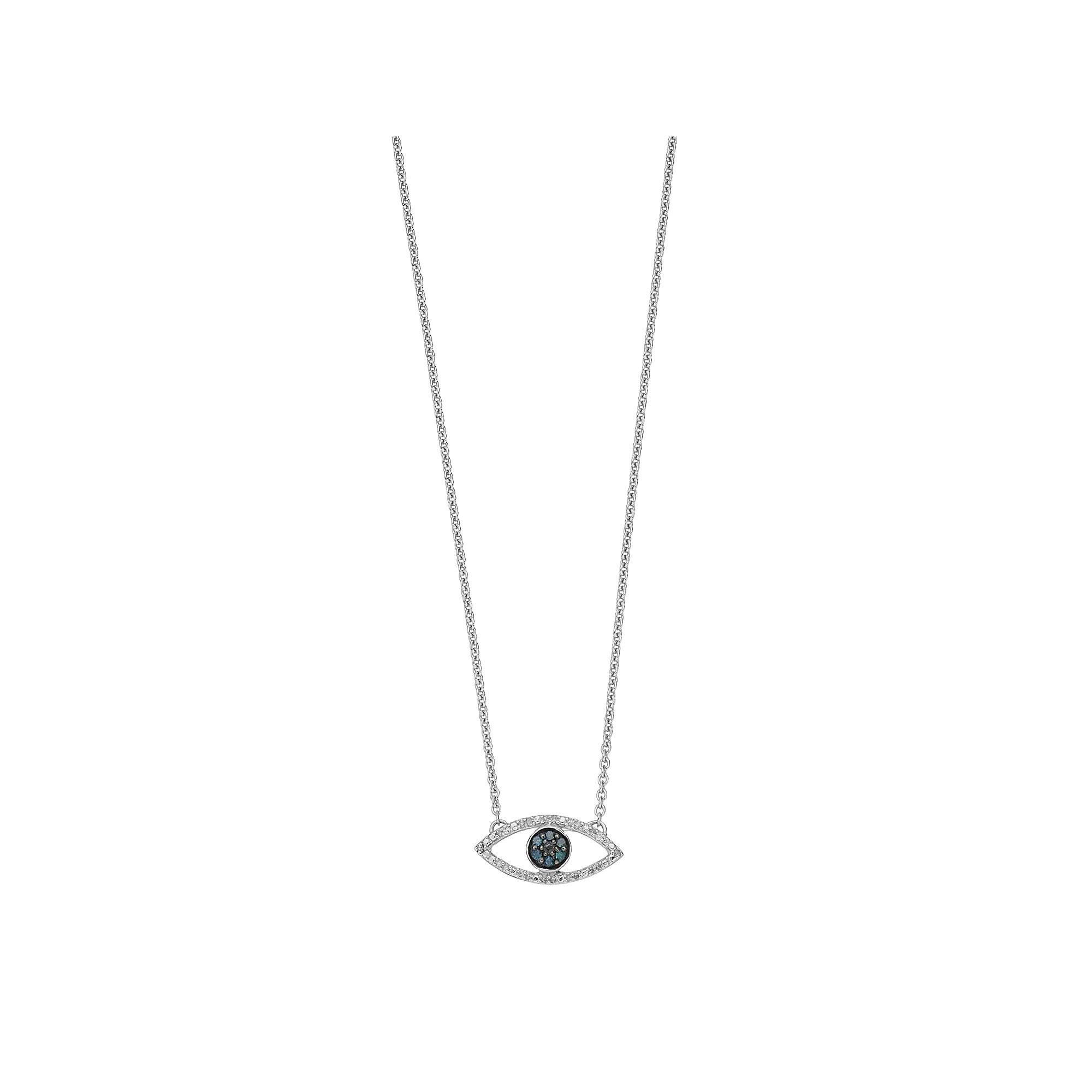 Sterling Silver Blue & White Diamond Accent Evil Eye Pendant Necklace, Women's, Size: 18" Product Image
