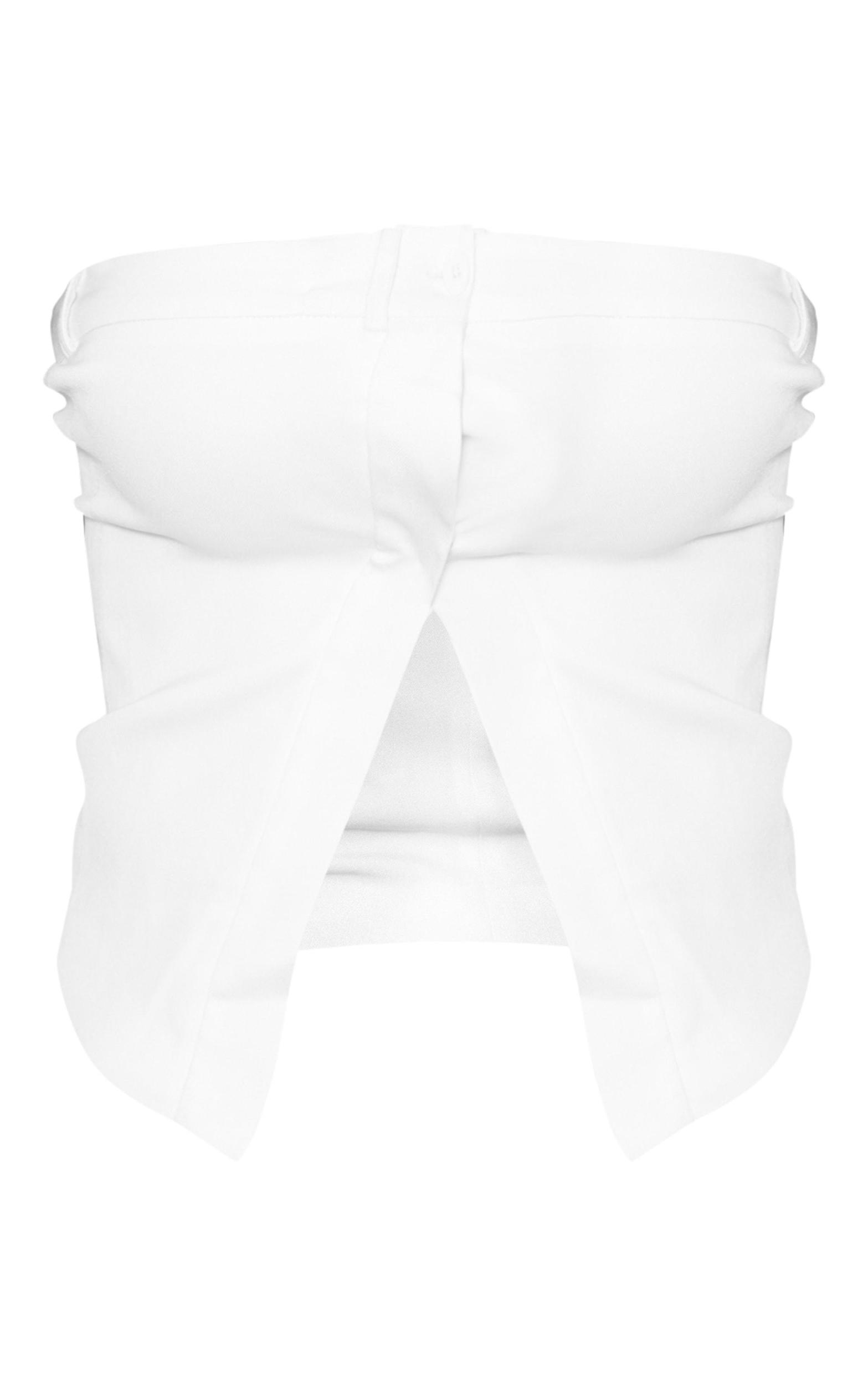 White Woven Tailored Asymmetric Hem Bandeau Product Image