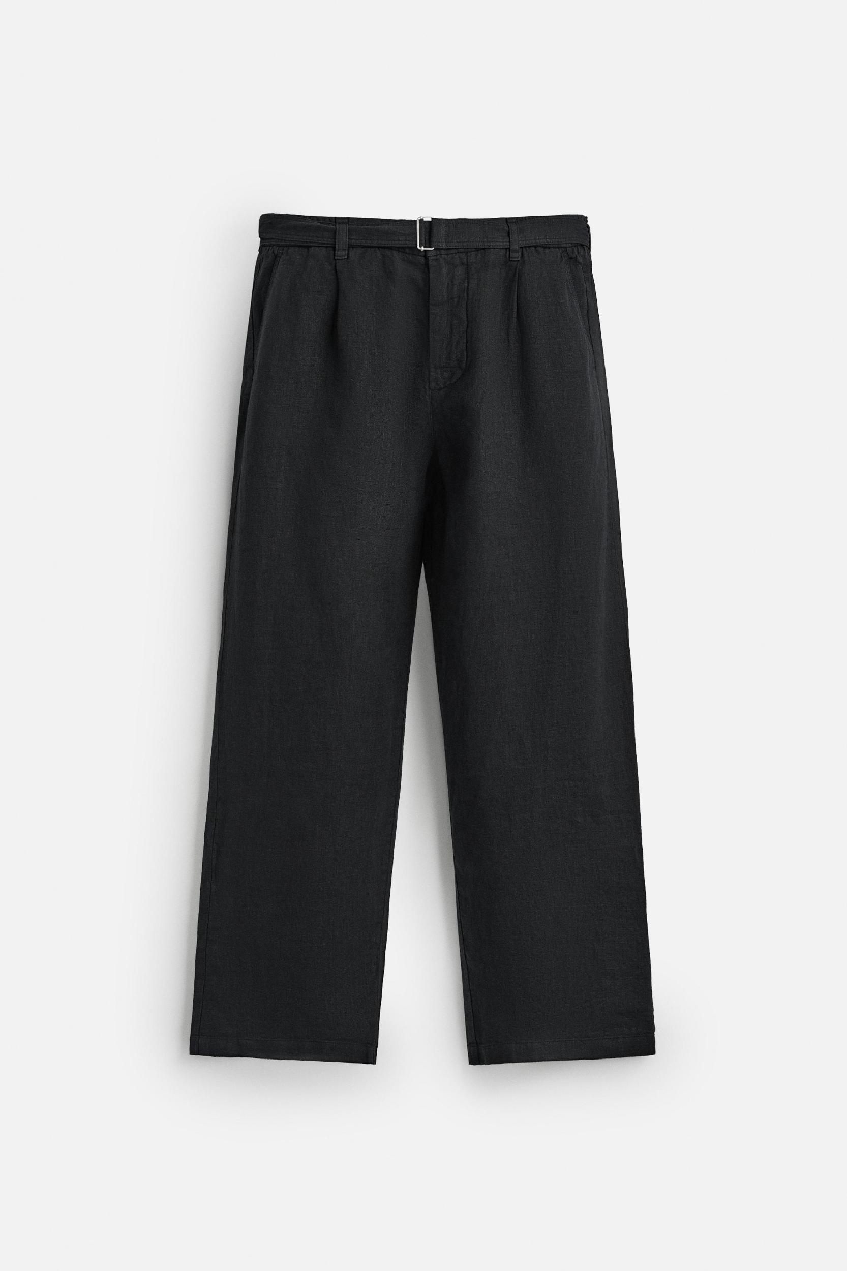 100% LINEN BELTED PANTS Product Image