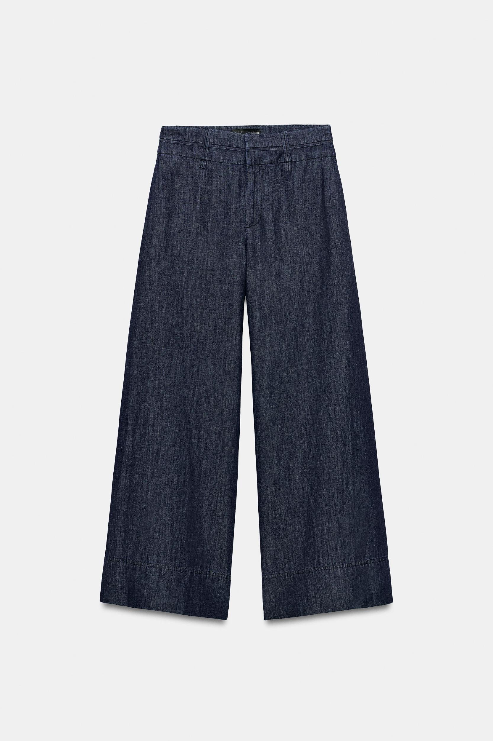 WIDE-LEG LINEN BLEND PANTS Product Image