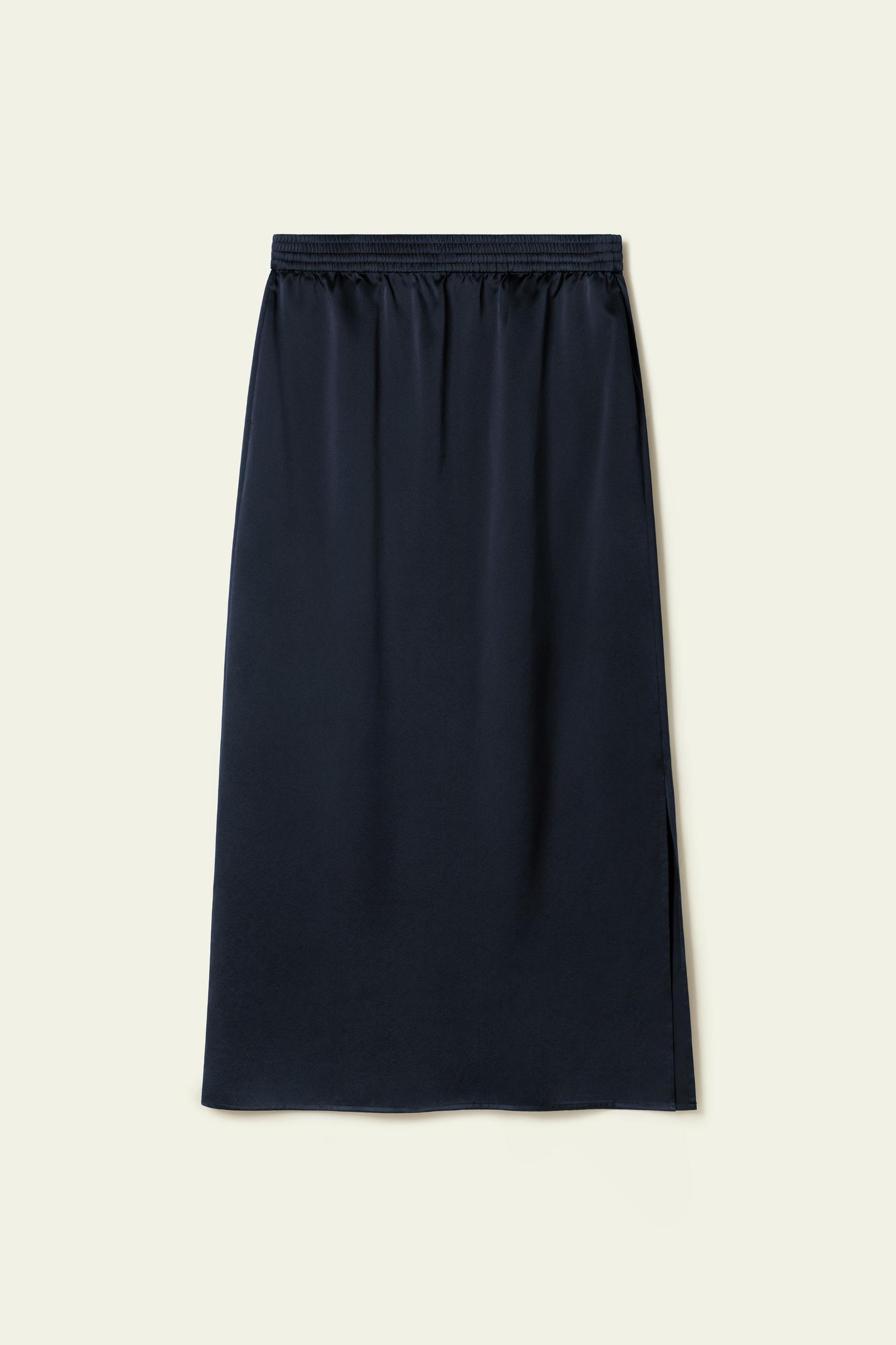 Washable Silk Charmeuse Pull-On Skirt Product Image