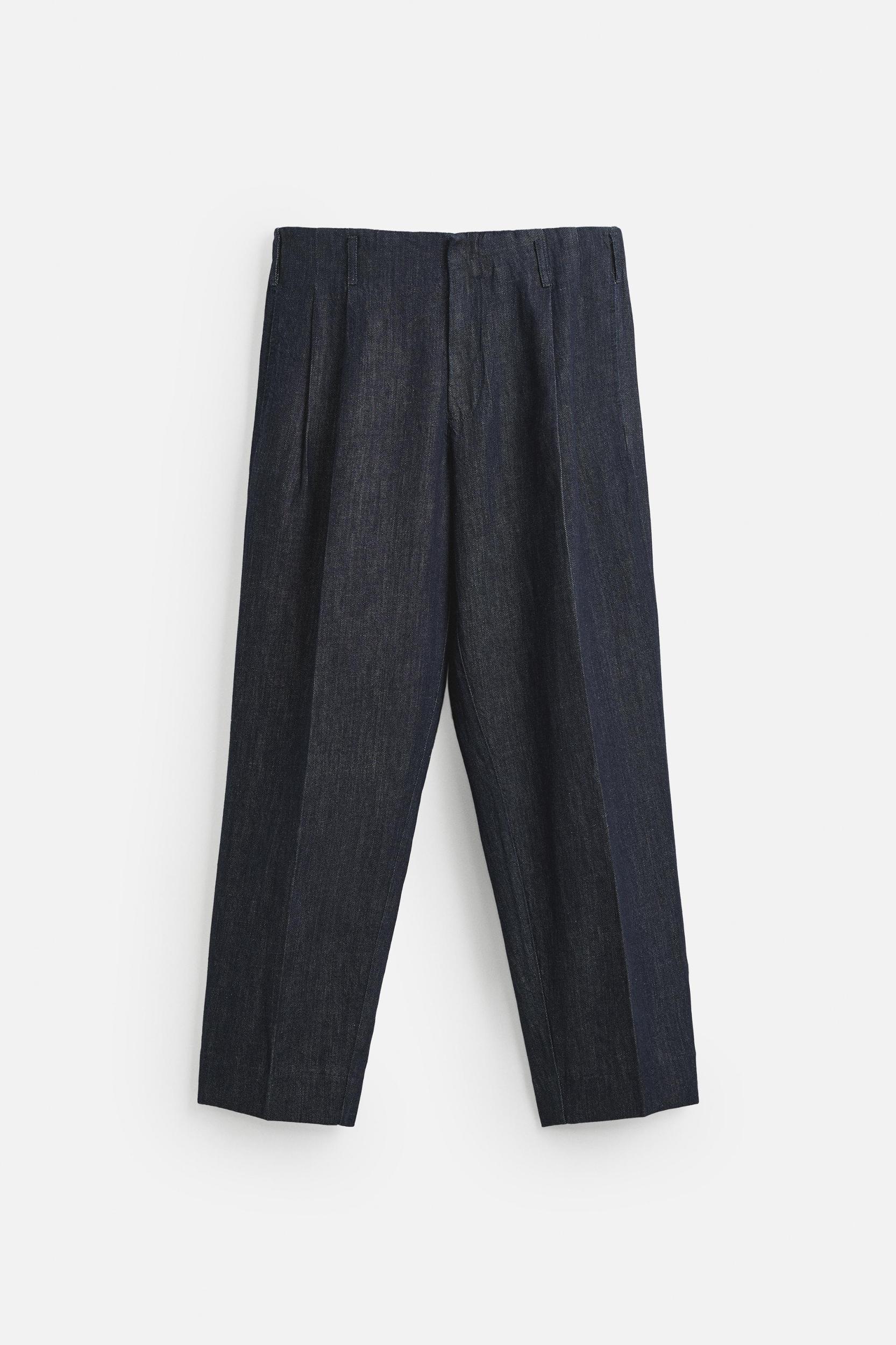 WIDE FIT CROPPED DENIM PANTS Product Image