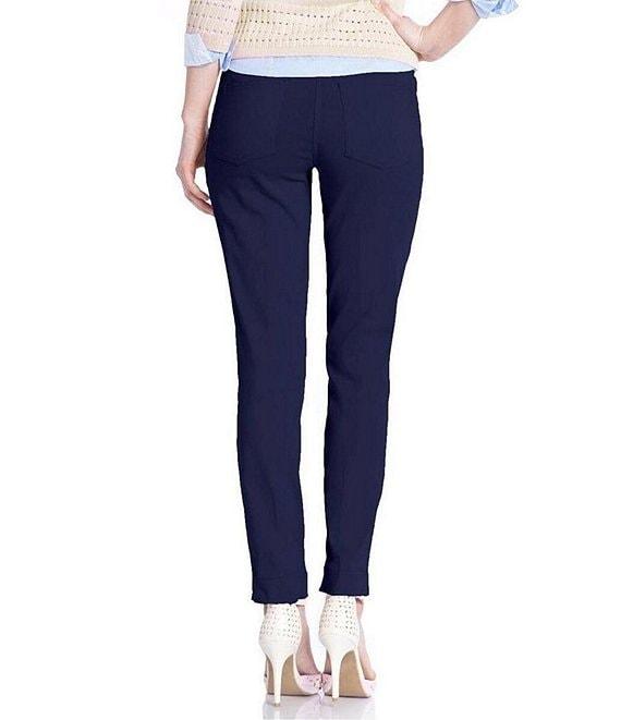 Slimsation® by Multiples Flat Front Straight Leg Pull-On Ankle Pants Product Image