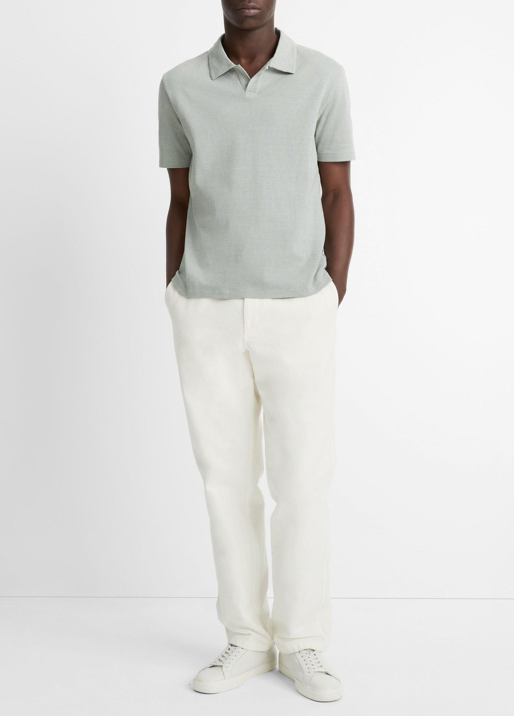 Houndstooth Pima Cotton Johnny-Collar Polo Shirt Product Image