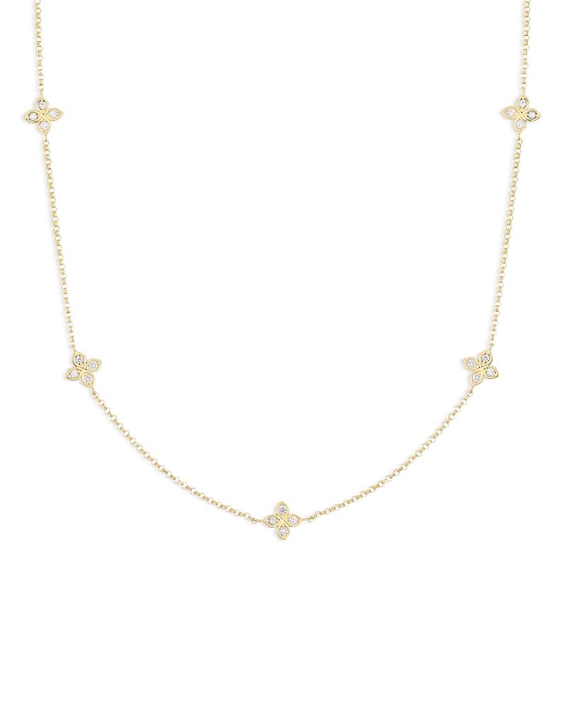 Womens Love By The Inch 18K Yellow Gold & 0.22 TCW Diamond Flower Station Necklace Product Image