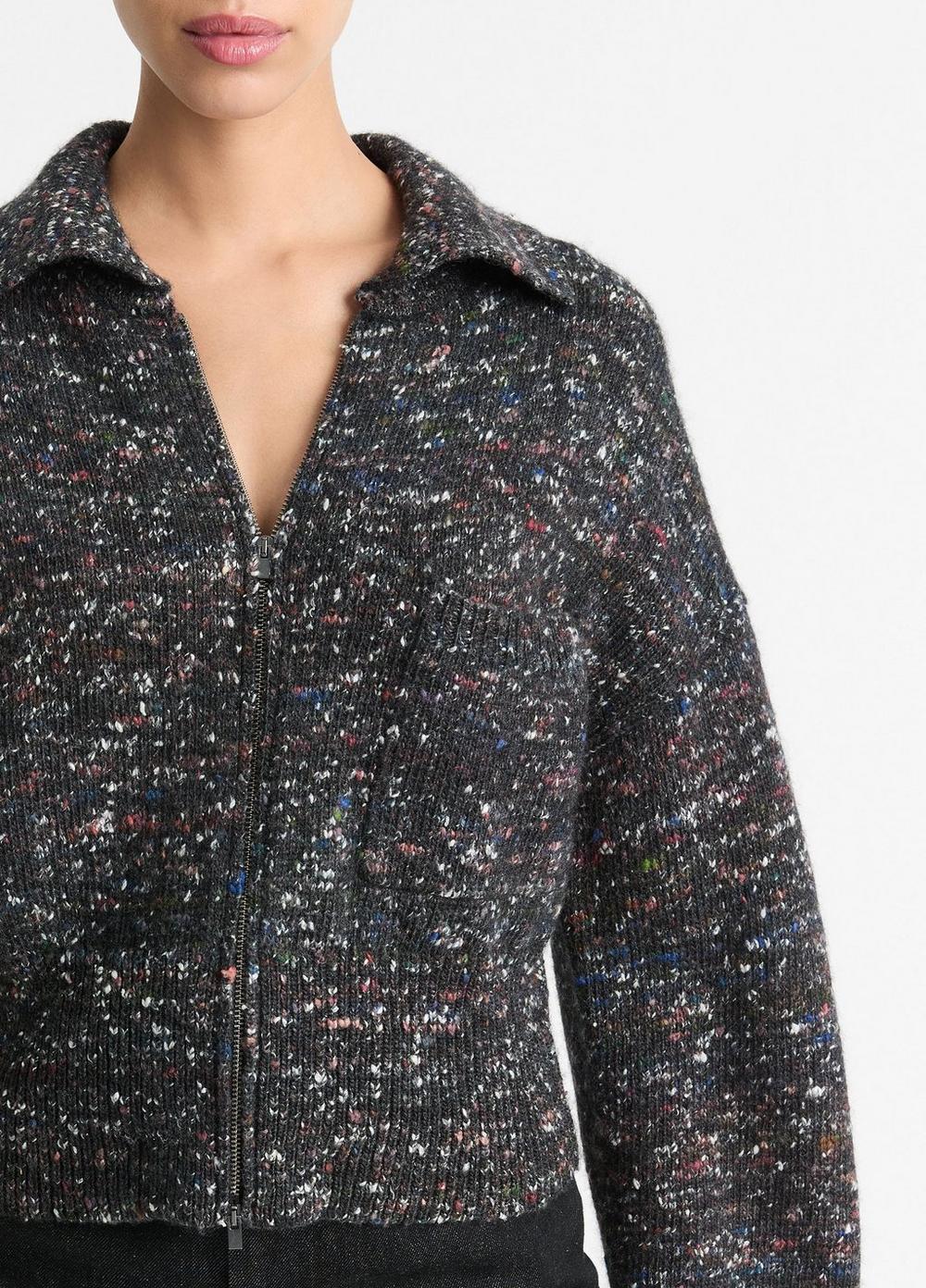 Italian Wool-Silk Donegal Cardigan Jacket Product Image