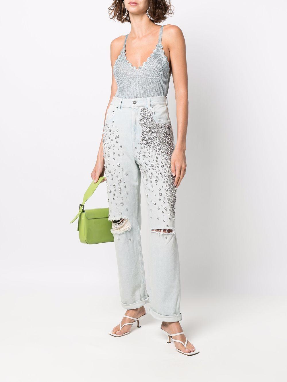 Kim cabochon-crystal bleached jeans Product Image