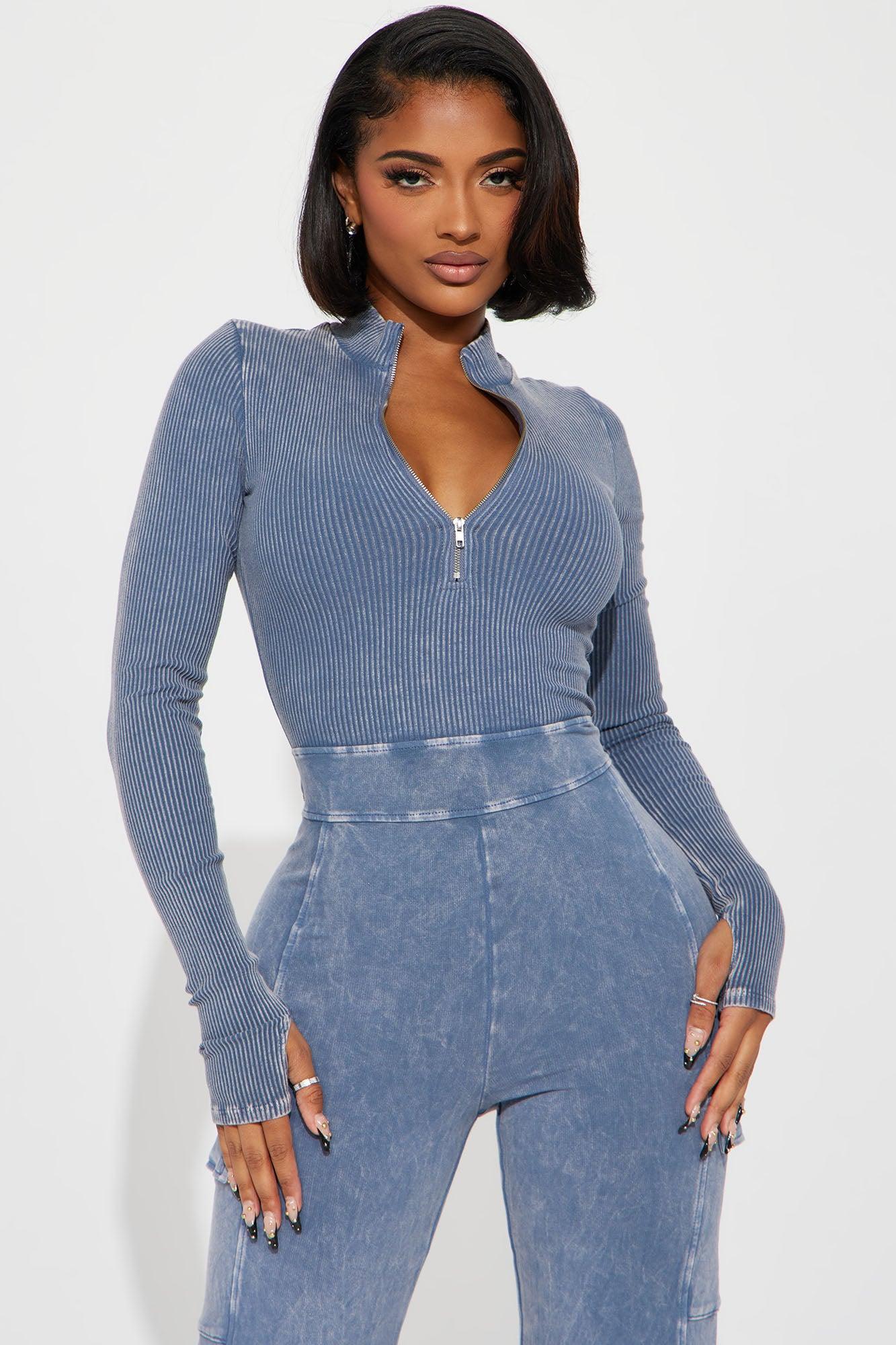 Caught Up With You Ribbed Jumpsuit - Blue Product Image