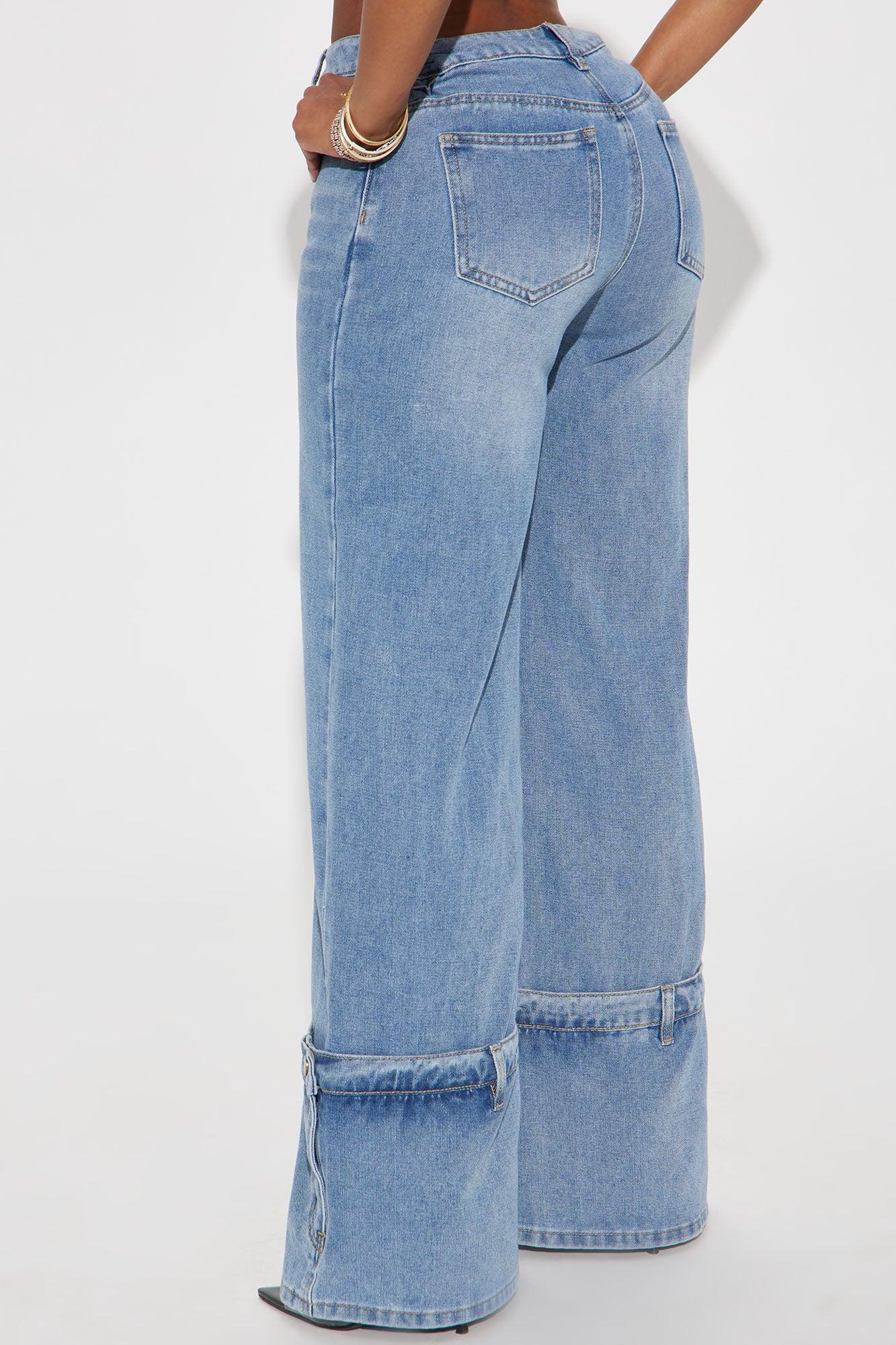 You Do You Cuffed Wide Leg Jeans - Vintage Wash Product Image