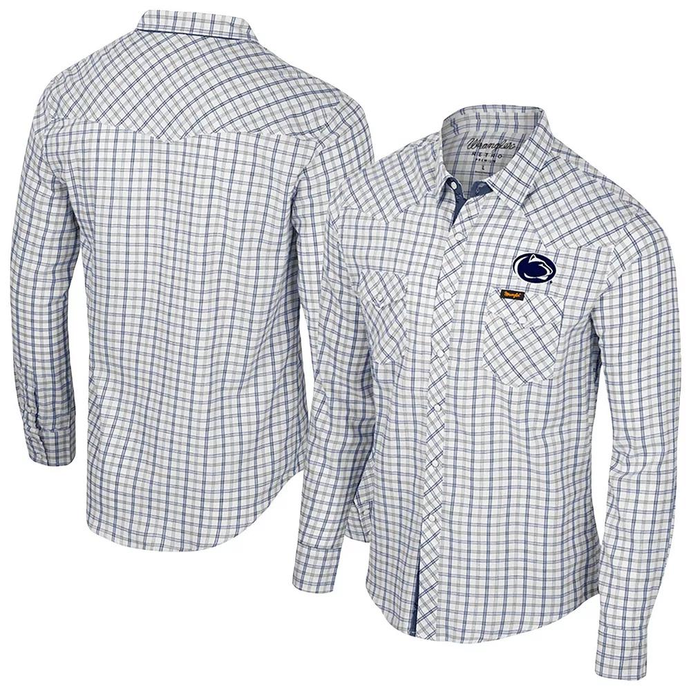 Men's Colosseum x Wrangler White Virginia Tech Hokies Plaid Window Pane Long Sleeve Full-Snap Shirt, Size: XXL Product Image