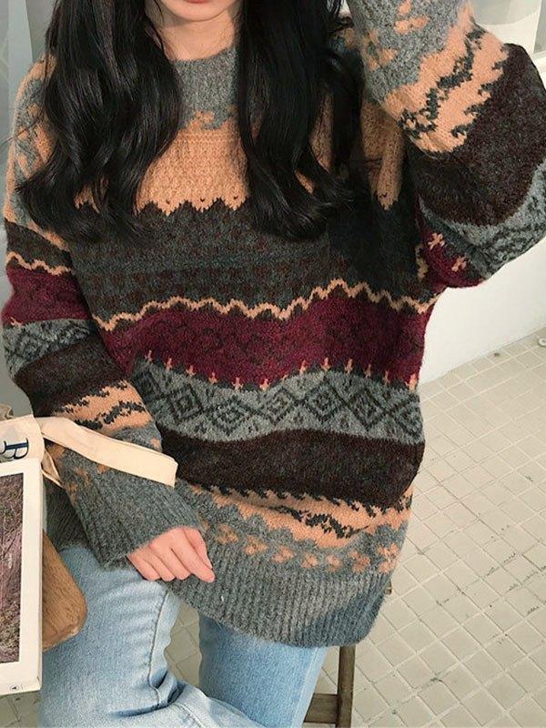 Vintage Jacquard Knit Sweater Product Image
