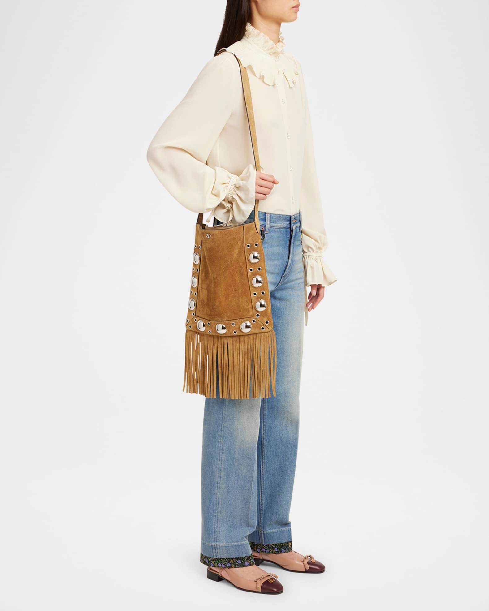 Nellcote Fringe Studded Suede Crossbody Bag Product Image