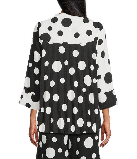 IC Collection Woven Dot Combo Print High Neck Bracelet Sleeve Jacket Product Image