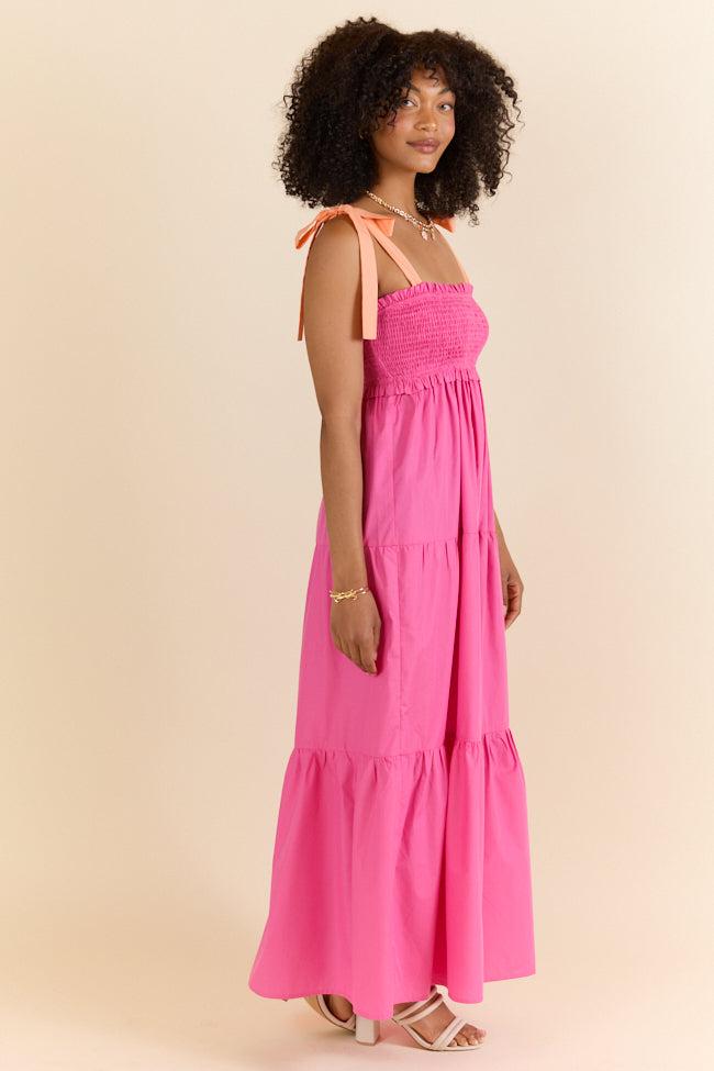 Season Of Bliss Pink Smocked Bust Maxi Dress SALE Product Image