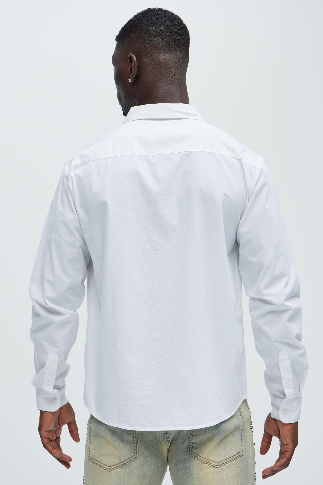 Ryland Cotton Long Sleeve Button Up Shirt - White Product Image