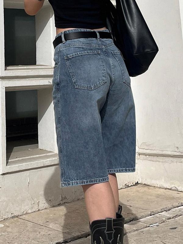 Vintage Wash Denim Shorts Product Image