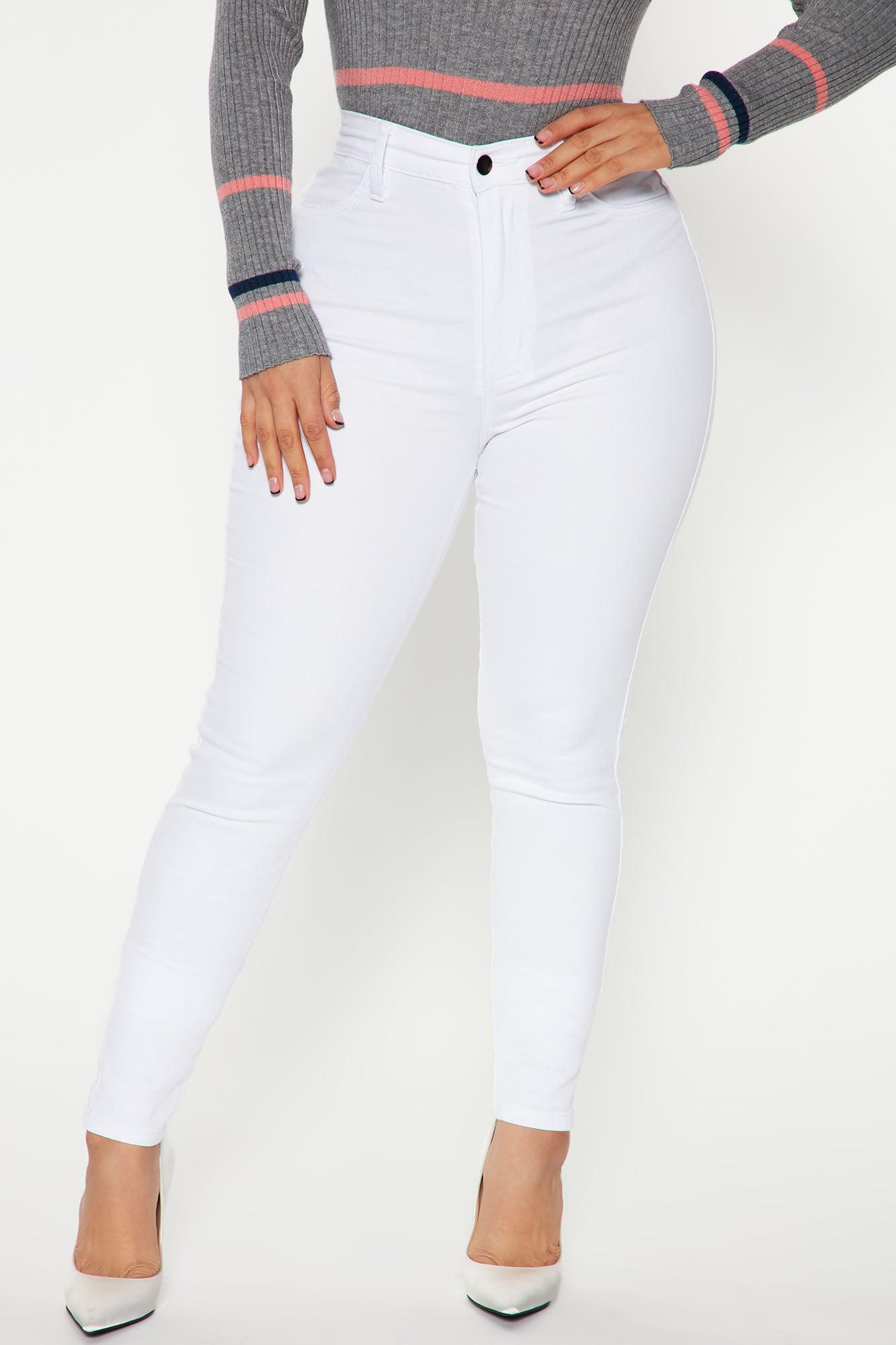 Classic High Waist Skinny Jeans - White Product Image