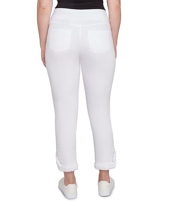 Ruby Rd. Straight Leg Embellished Fringe Hem Detail Pull-On Pants Product Image