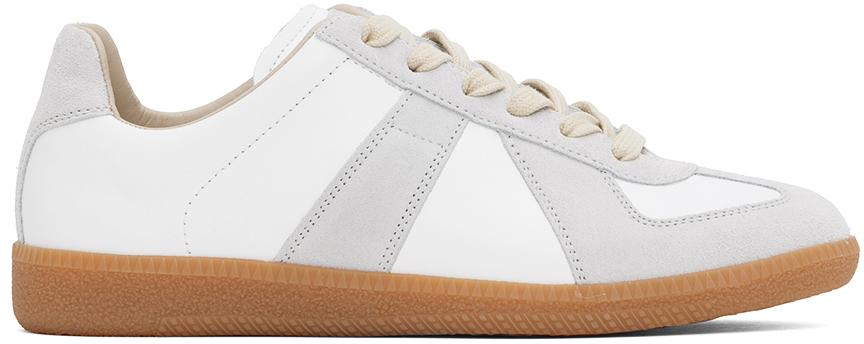 MAISON MARGIELA Replica Leather And Suede Sneakers In White Product Image