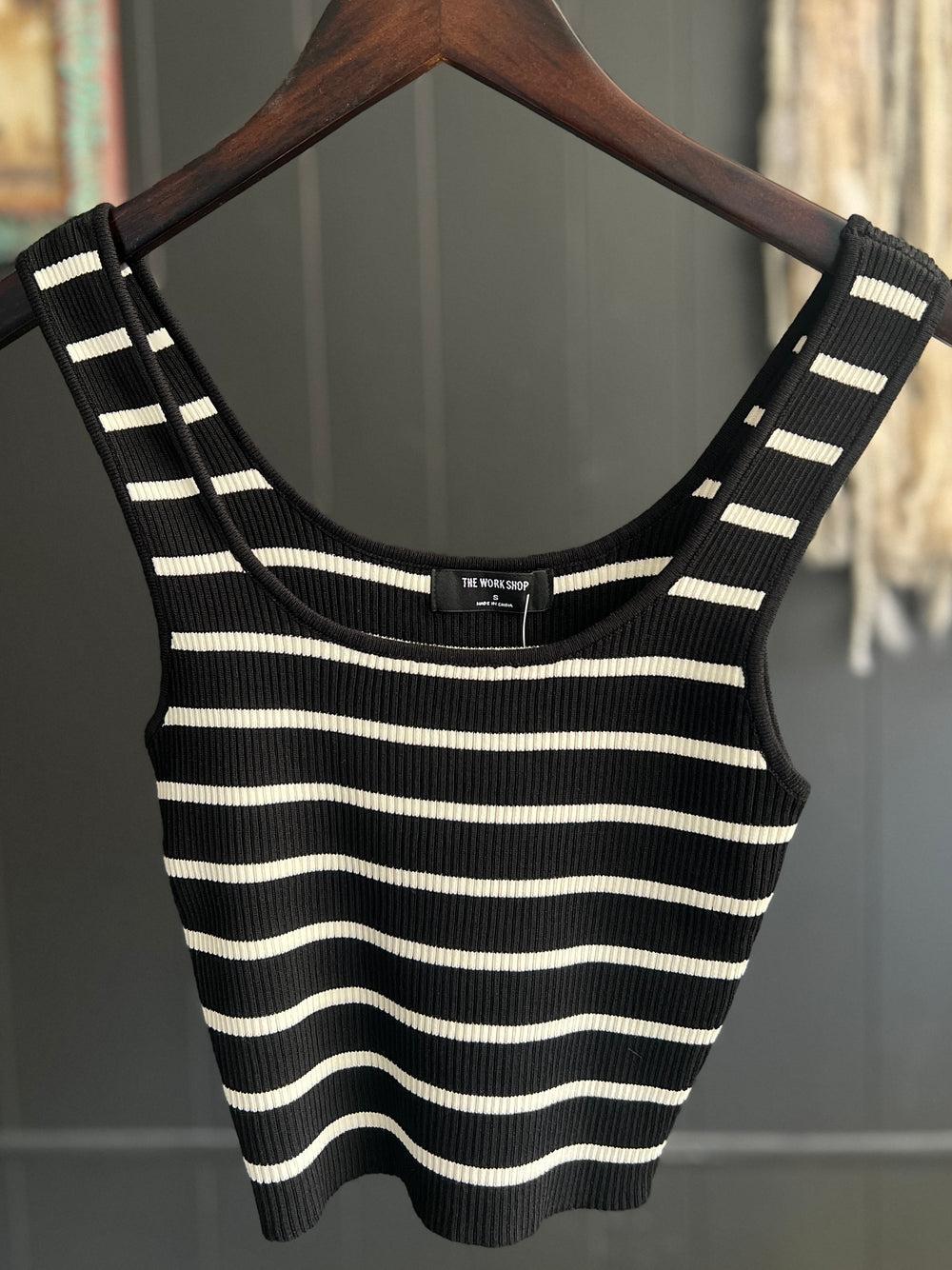 Striped Ribbed Cropped Tank - 4 Colors Product Image