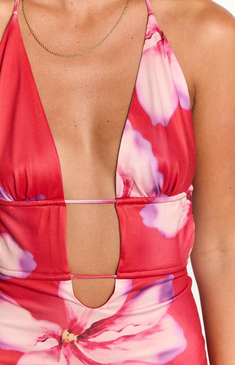 Katy Red Crimson Paradise Mini Dress Product Image